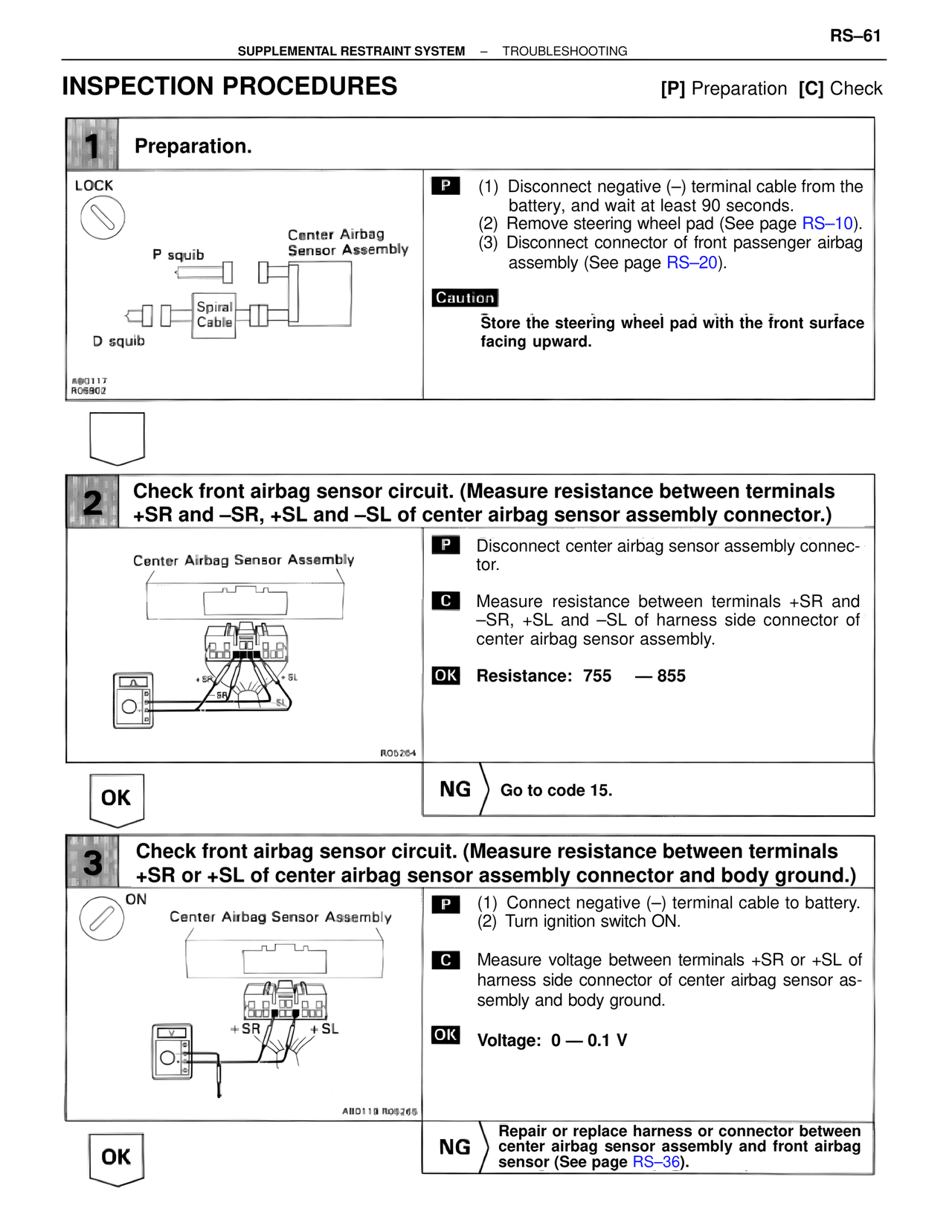 Inspection Procedures — MK4 Supra Supplemental Restraint System, page 61