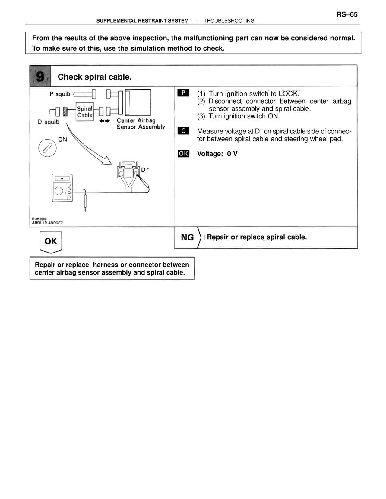 Check spiral cable. — MK4 Supra Supplemental Restraint System, page 65