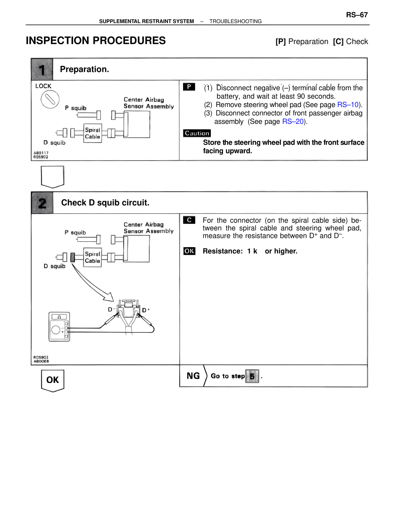 Inspection Procedures — MK4 Supra Supplemental Restraint System, page 67