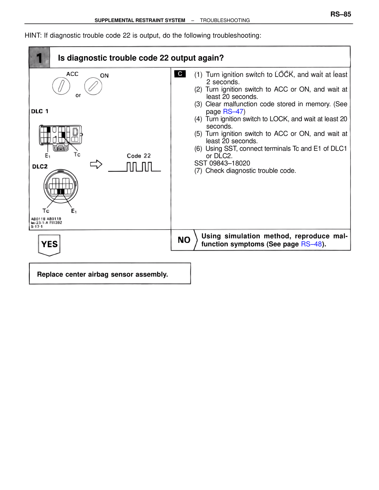 Supplemental Restraint System — MK4 Supra Supplemental Restraint System, page 85