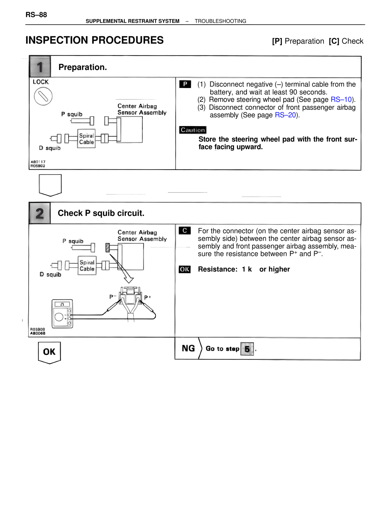 Inspection Procedures — MK4 Supra Supplemental Restraint System, page 88