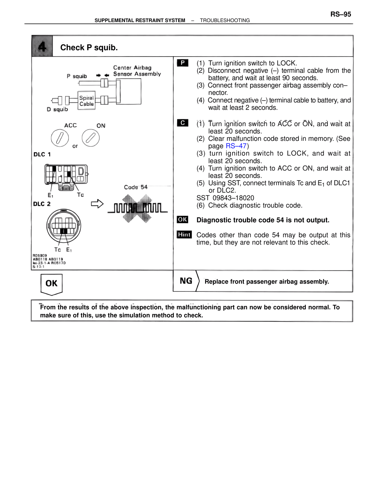 Check P squib. — MK4 Supra Supplemental Restraint System, page 95