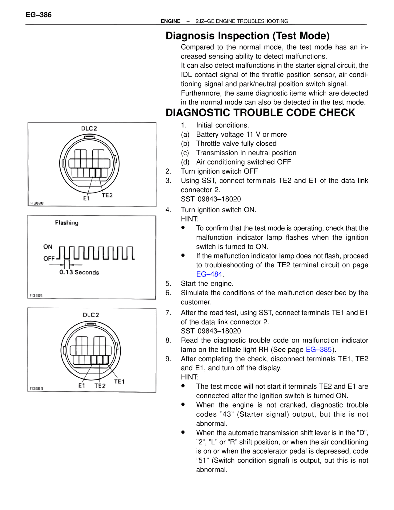 Diagnosis Inspection (Test Mode) — MK4 Supra Troubleshooting 2JZ-GE, page 6