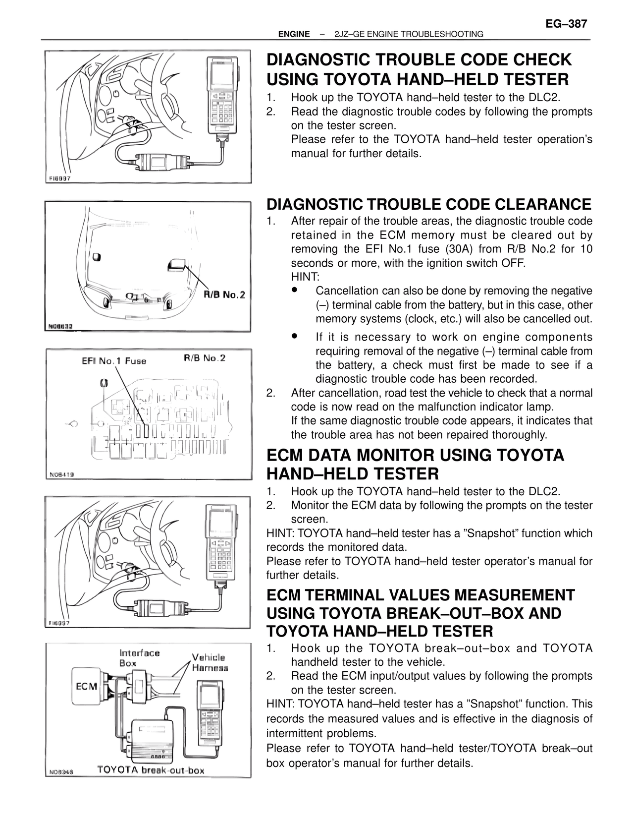 Diagnostic Trouble Code Check Using Toyota Hand-Held Tester — MK4 Supra Troubleshooting 2JZ-GE, page 7