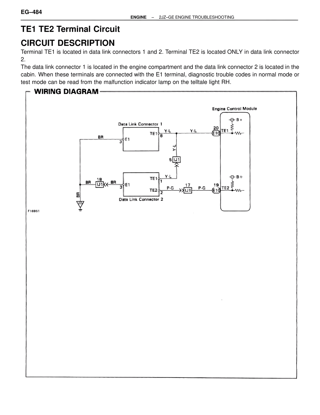 TE1 TE2 Terminal Circuit — MK4 Supra Troubleshooting 2JZ-GE, page 104