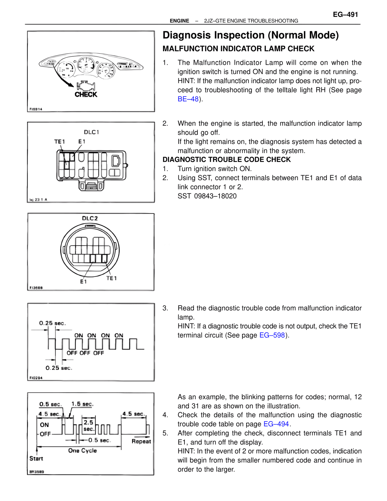Diagnosis Inspection (Normal Mode) — MK4 Supra Troubleshooting 2JZ-GTE, page 5