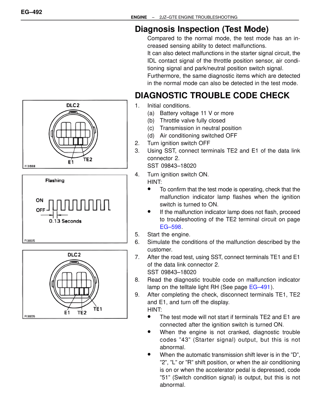 Diagnosis Inspection (Test Mode) — MK4 Supra Troubleshooting 2JZ-GTE, page 6