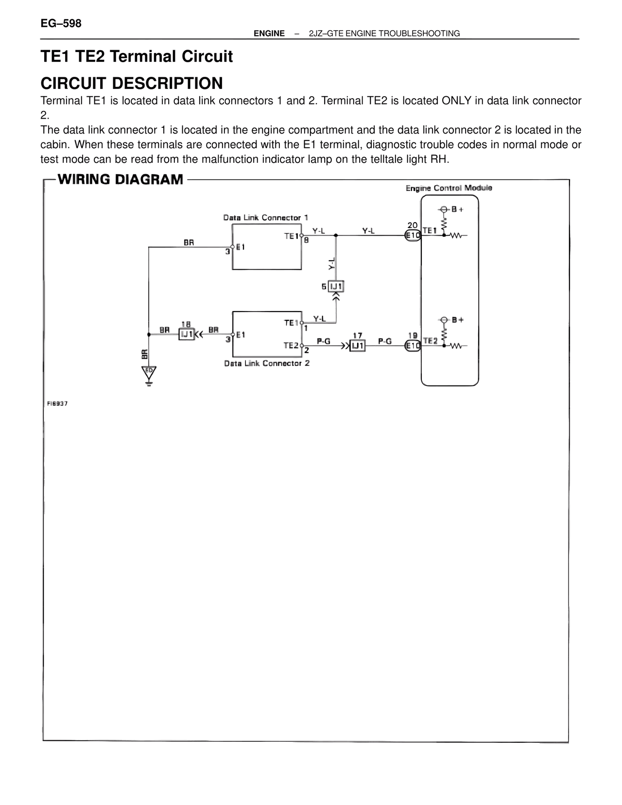 TE1 TE2 Terminal Circuit — MK4 Supra Troubleshooting 2JZ-GTE, page 112