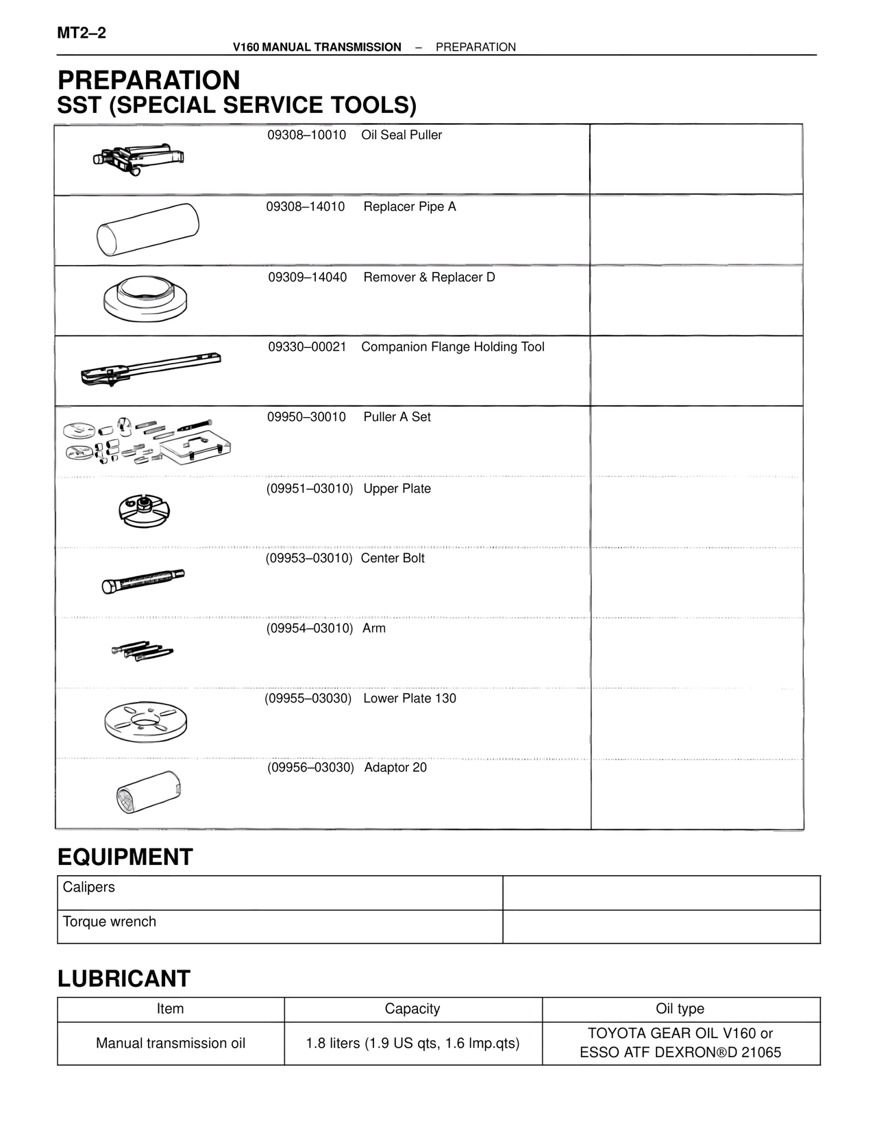 Preparation SST (Special Service Tools) — MK4 Supra V160/V161 Manual Transmission, page 2