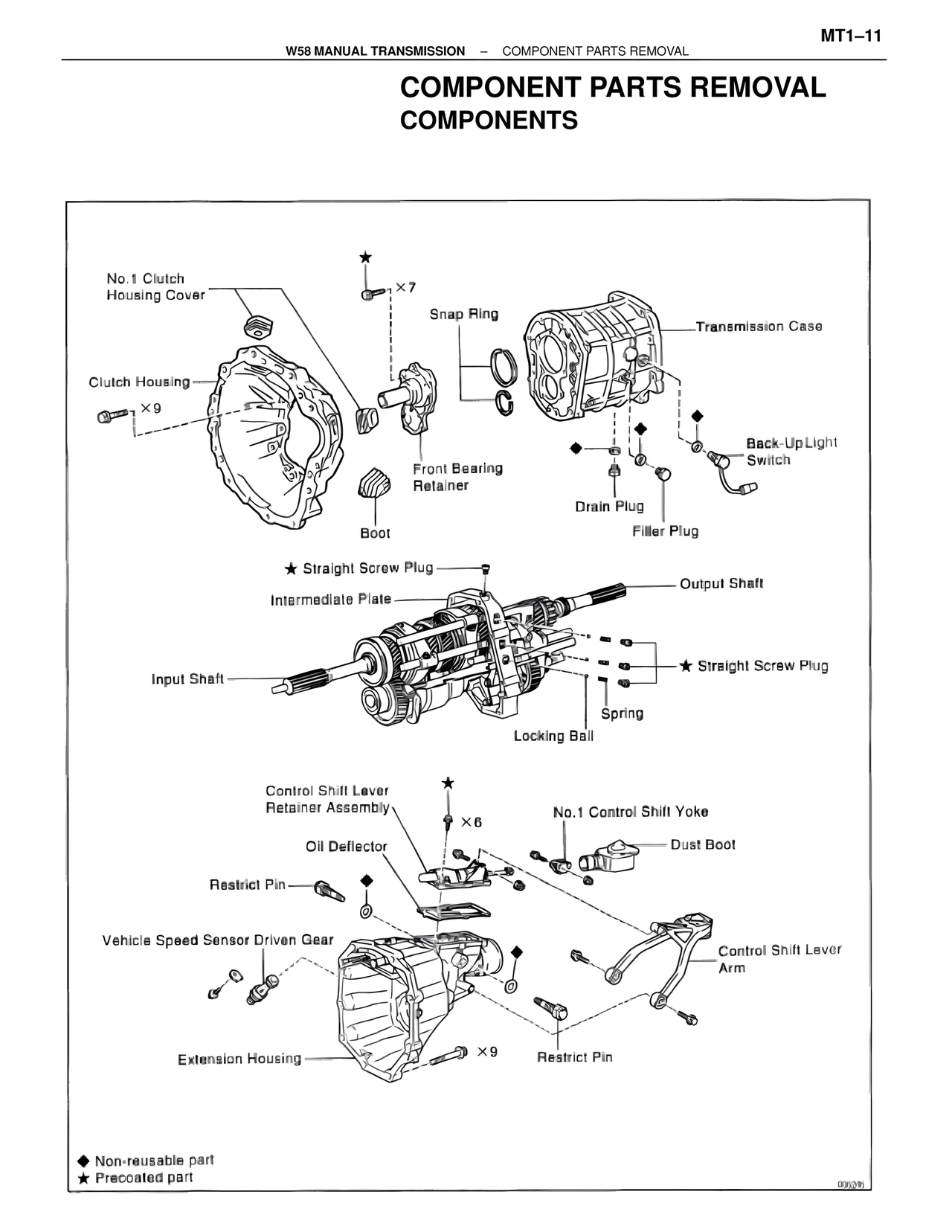 Component Parts Removal Components — MK4 Supra W58 Manual Transmission, page 12