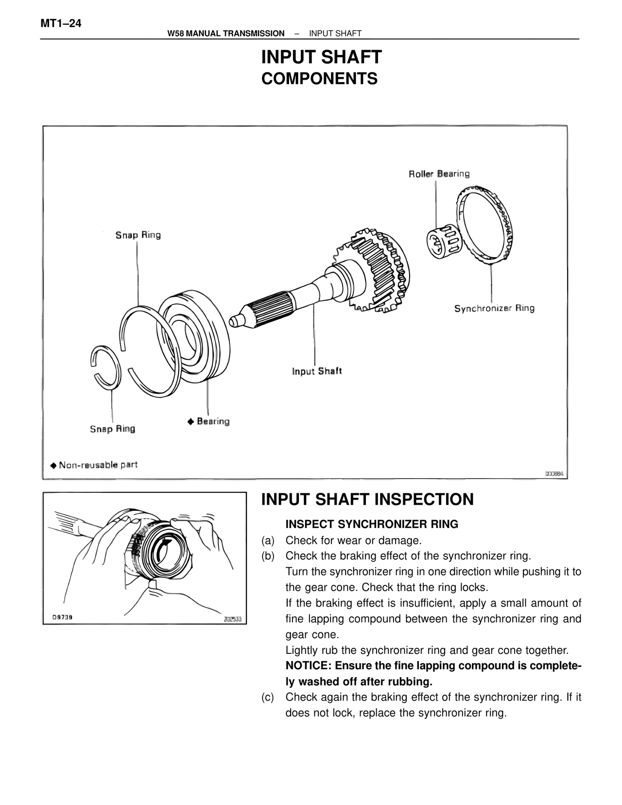 Input Shaft Components — MK4 Supra W58 Manual Transmission, page 25
