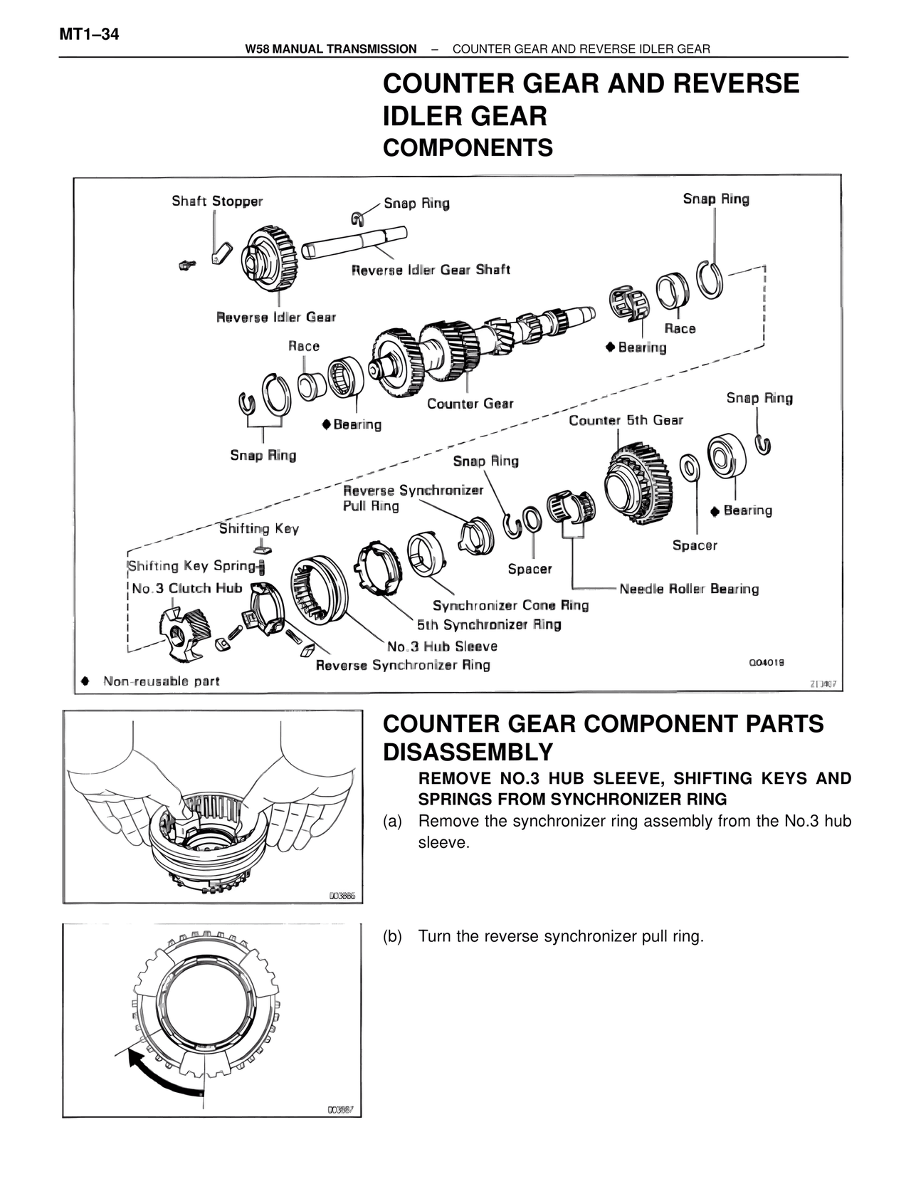 Counter Gear and Reverse Idler Gear Components — MK4 Supra W58 Manual Transmission, page 35