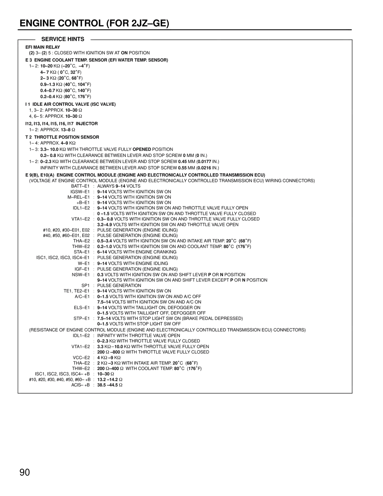 Engine Control (For 2JZ–GE) — MK4 Supra Wiring Diagrams, page 88