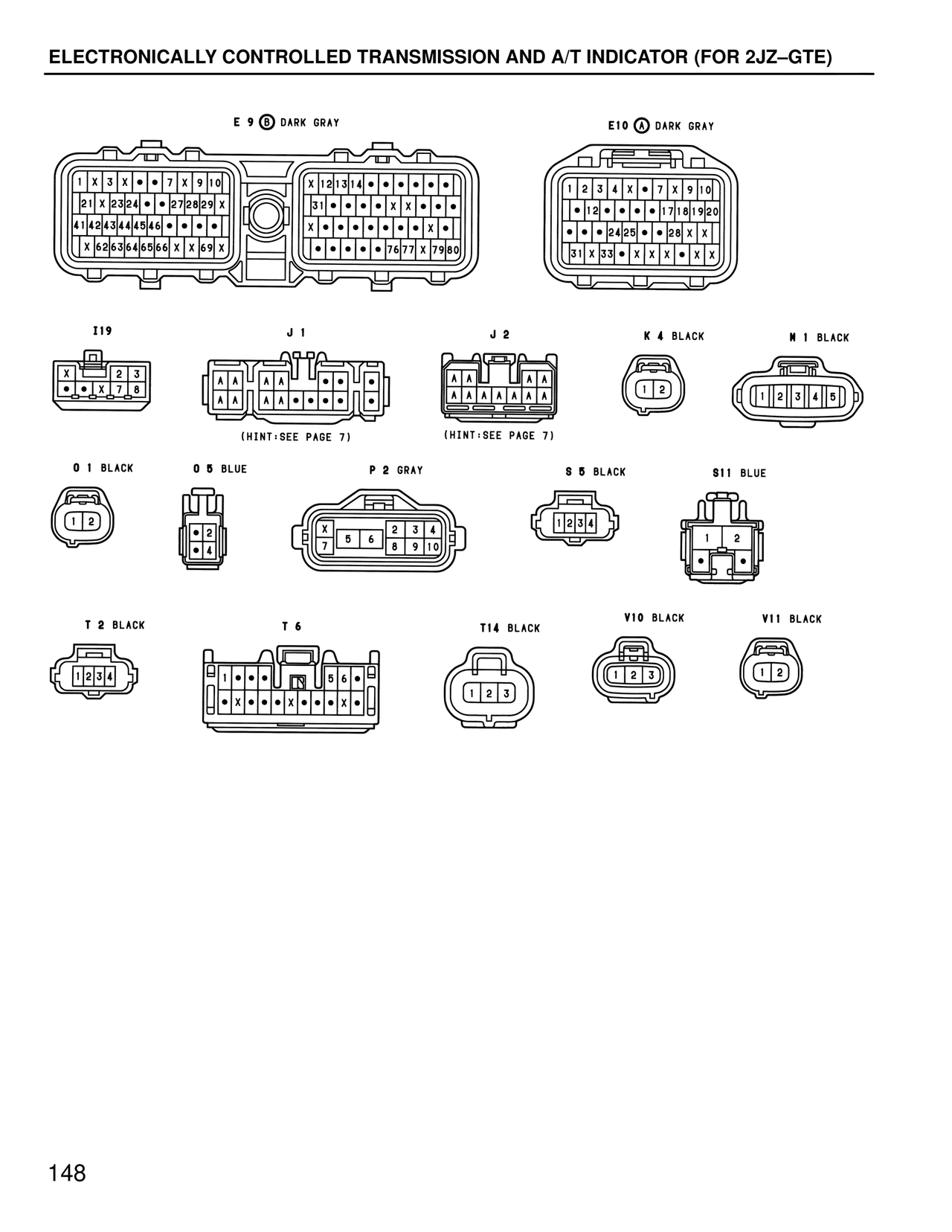 Electronically Controlled Transmission and A/T Indicator (For 2JZ–GTE) — MK4 Supra Wiring Diagrams, page 146