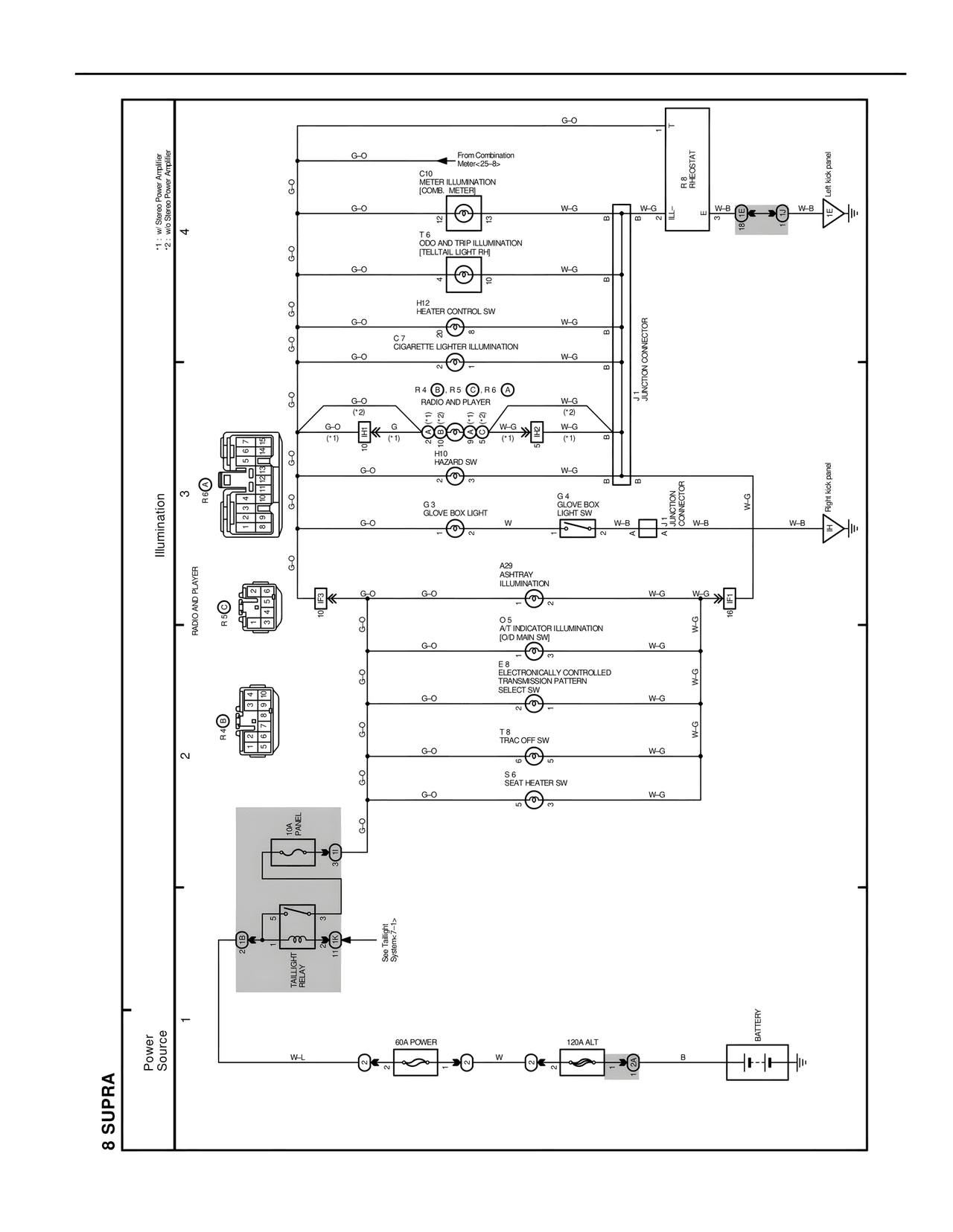 Illumination — MK4 Supra Wiring Diagrams, page 253