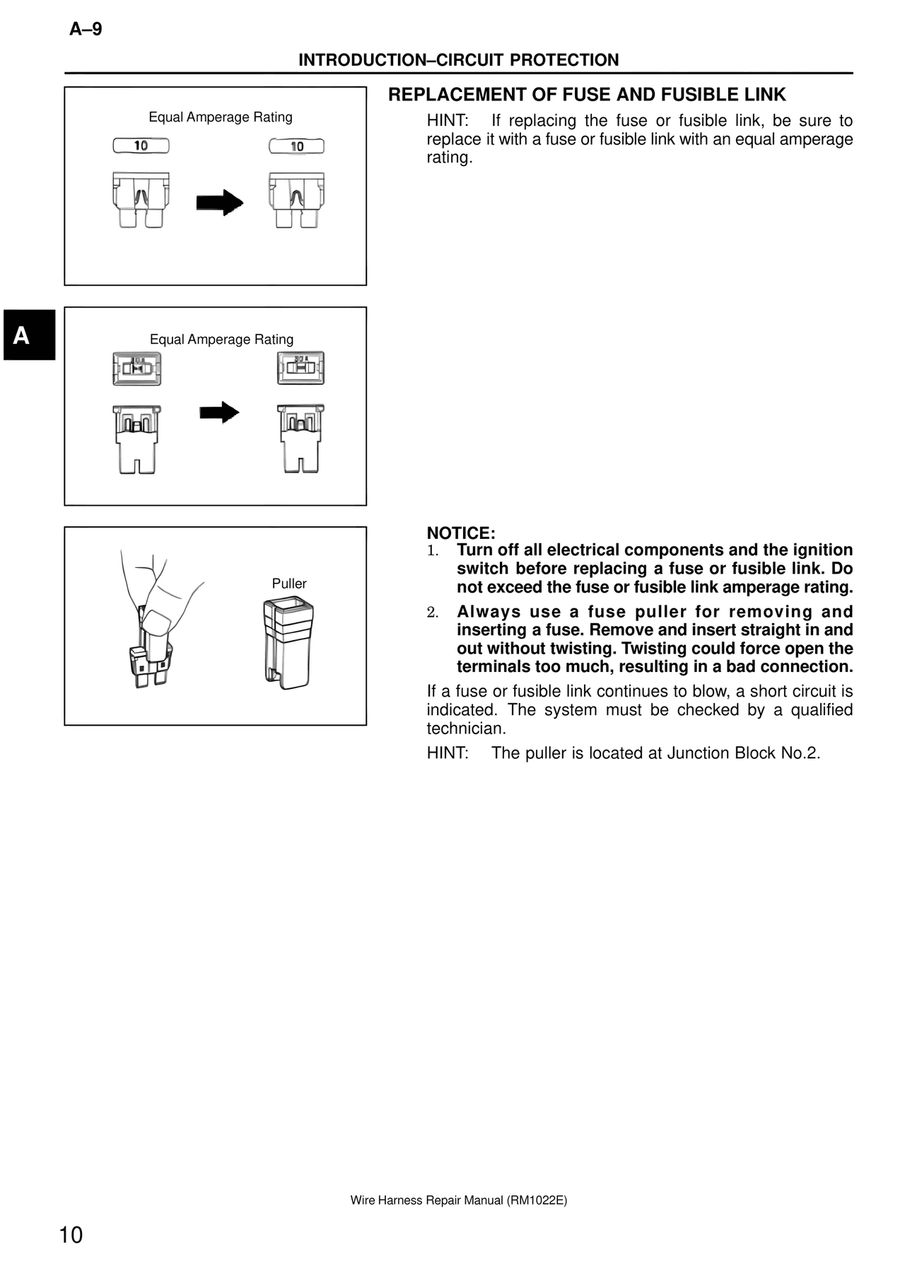 Replacement of Fuse and Fusible Link — MK4 Supra Wire Harness, page 10