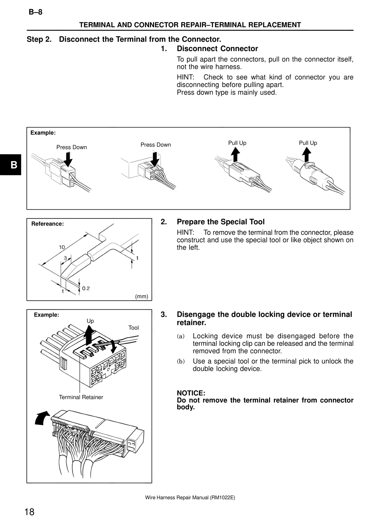 Step 2. Disconnect the Terminal from the Connector. — MK4 Supra Wire Harness, page 18