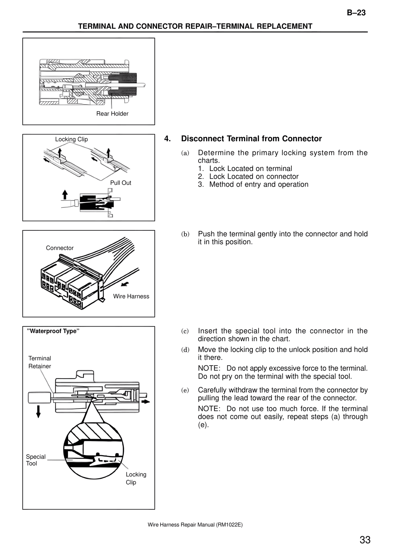 Disconnect Terminal from Connector — MK4 Supra Wire Harness, page 33