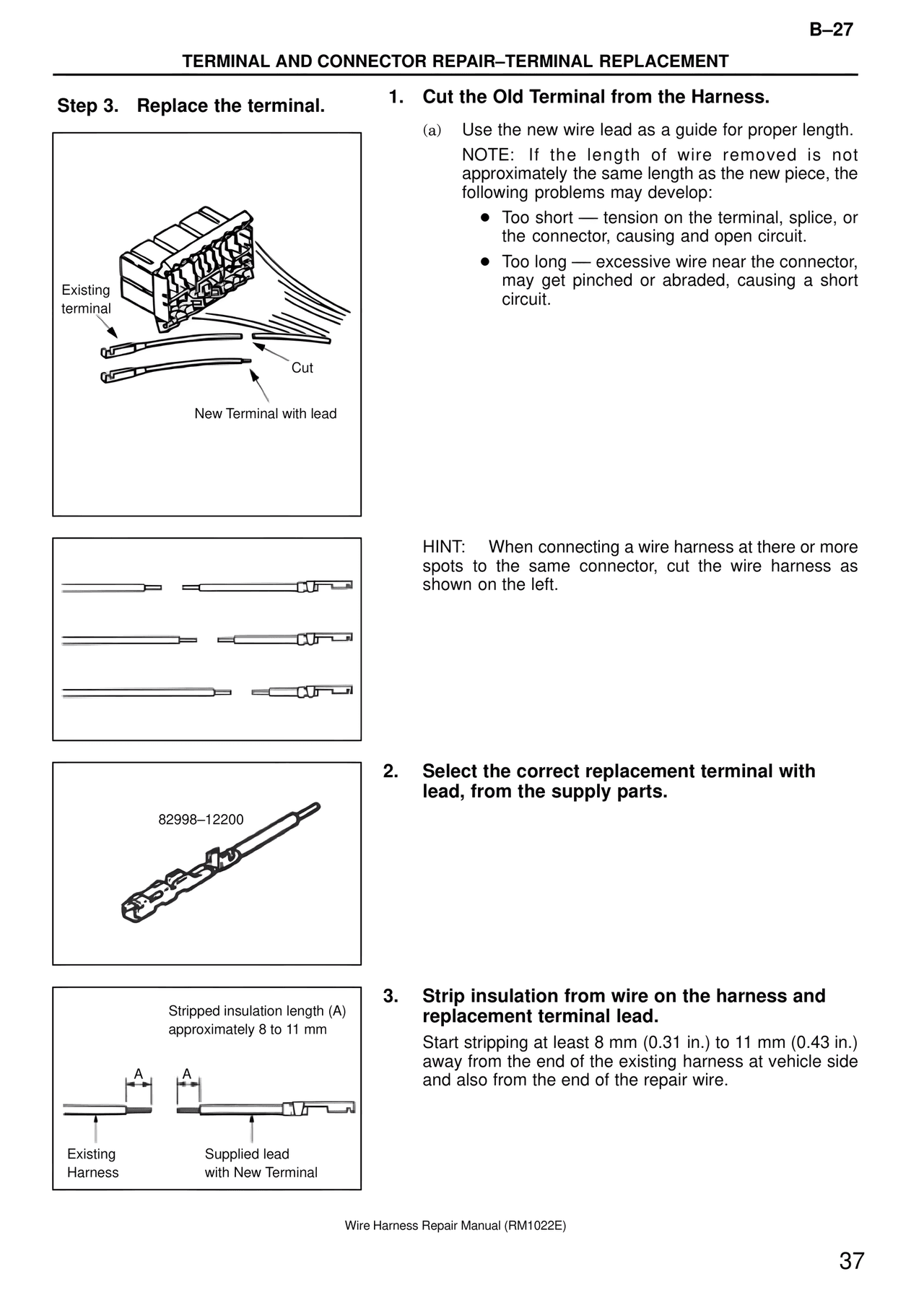 Step 3. Replace the terminal. — MK4 Supra Wire Harness, page 37