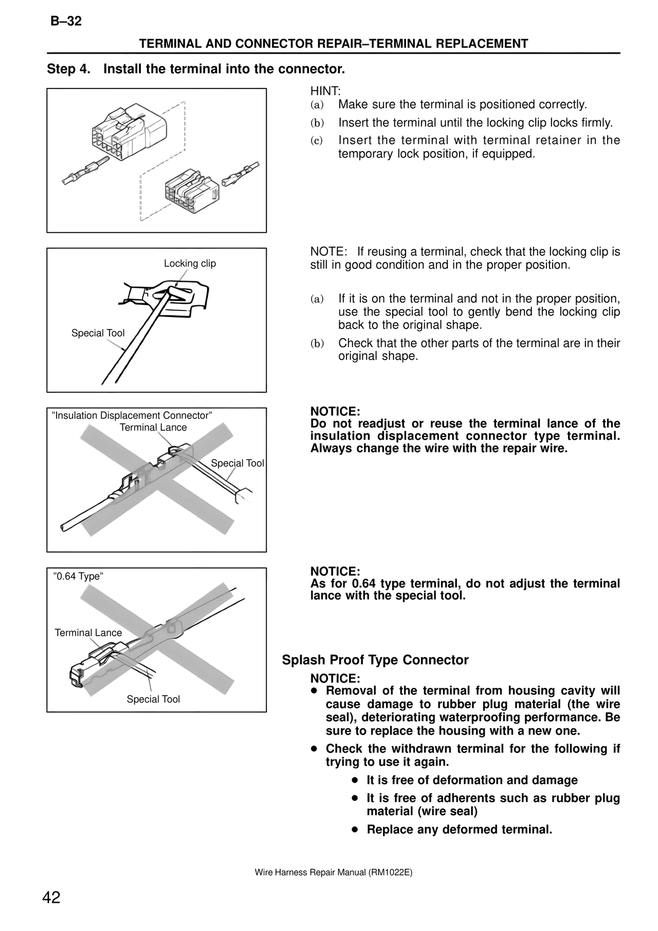 Step 4. Install the terminal into the connector. — MK4 Supra Wire Harness, page 42