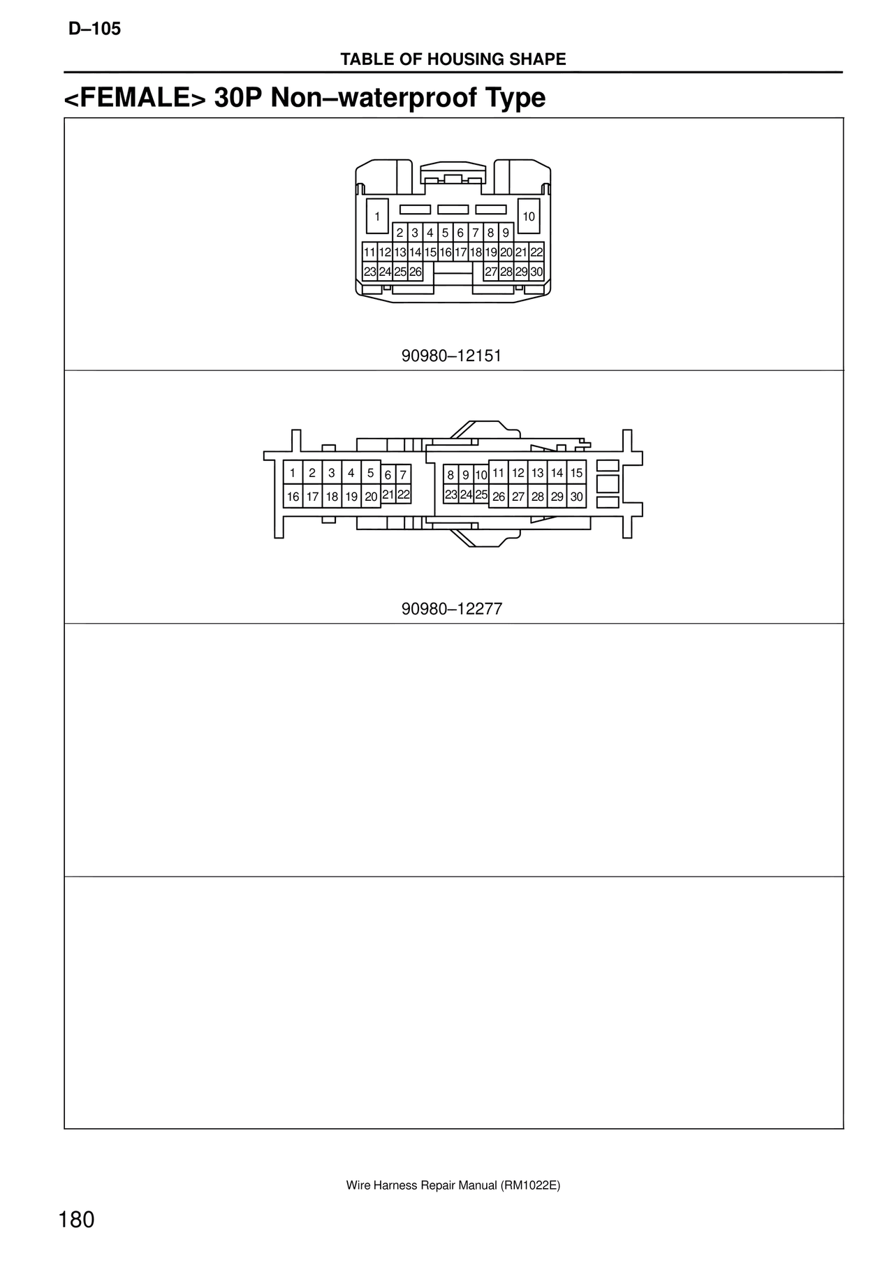 <female> 30P Non–waterproof Type — MK4 Supra Wire Harness, page 180