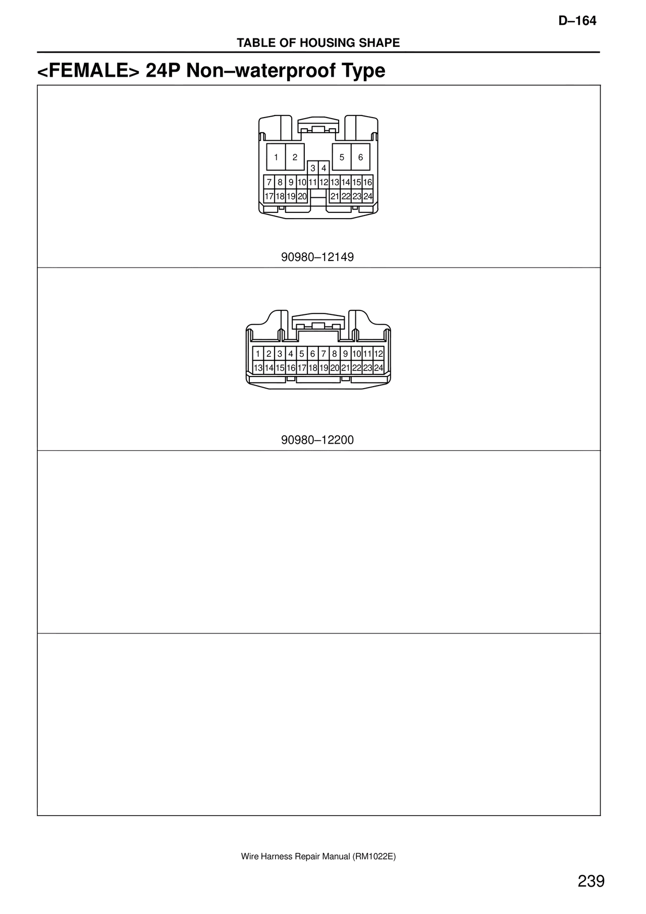 <female> 24P Non–waterproof Type — MK4 Supra Wire Harness, page 239