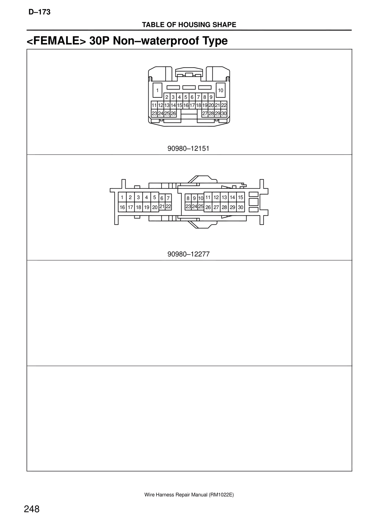 <female> 30P Non–waterproof Type — MK4 Supra Wire Harness, page 248