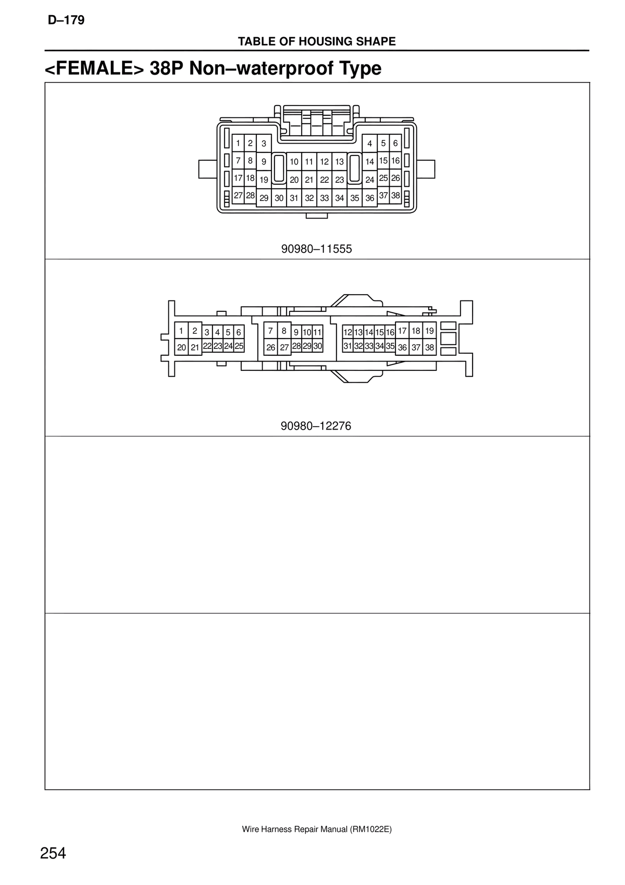 <female> 38P Non–waterproof Type — MK4 Supra Wire Harness, page 254