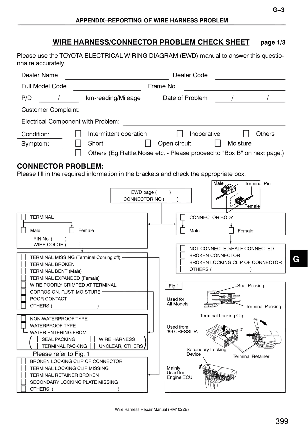 Wire HARNESS/CONNECTOR Problem Check Sheet — MK4 Supra Wire Harness, page 399