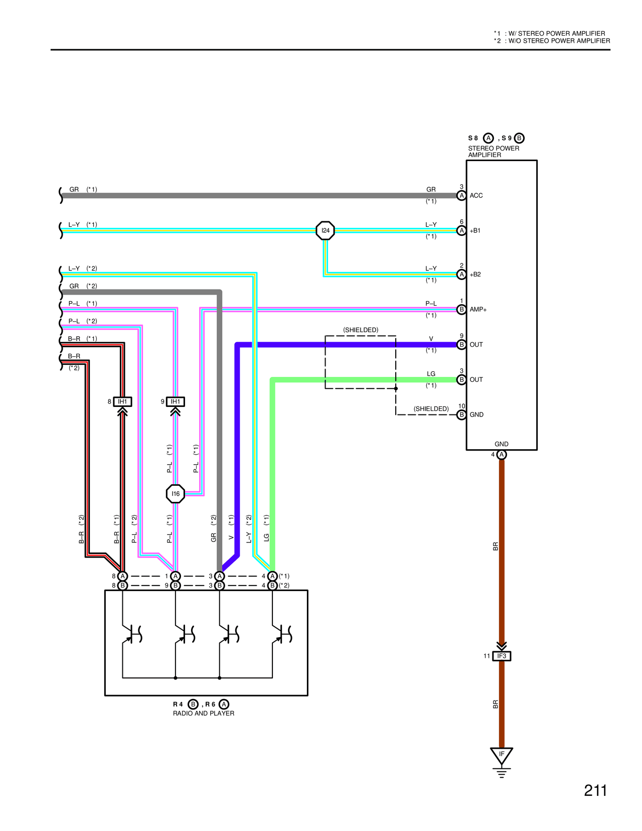W/ Stereo Power Amplifier and W/O Stereo Power Amplifier — MK4 Supra Auto Antenna wiring diagram, page 2