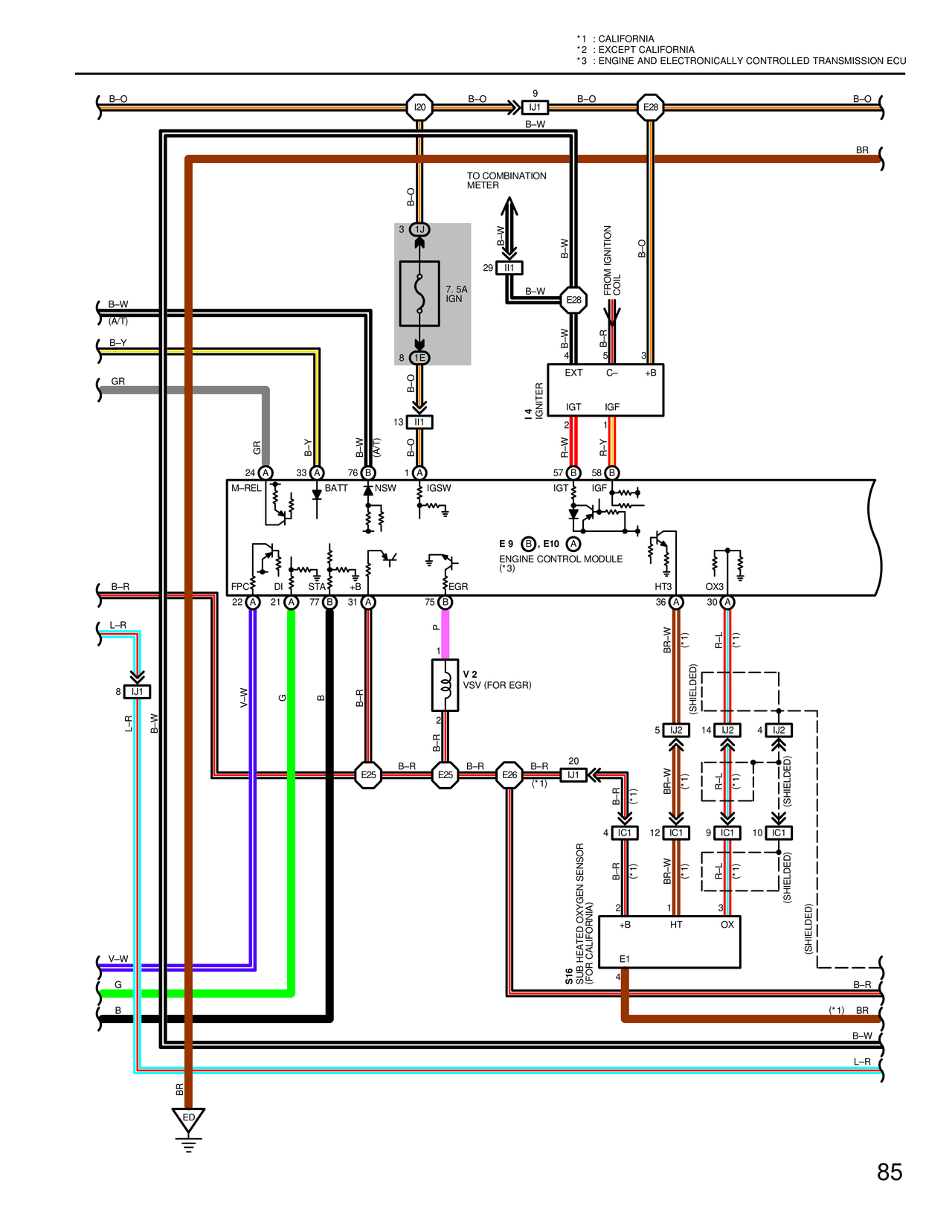 Engine Control System Circuit — MK4 Supra Engine Control wiring diagram, page 16