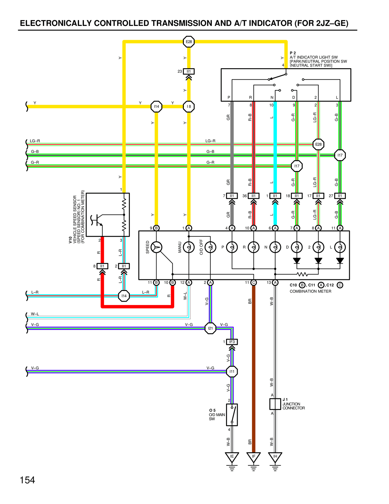 Electronically Controlled Transmission and A/T Indicator (For 2JZ-GE) — MK4 Supra Electronically Controlled Transmission wiring diagram, page 14