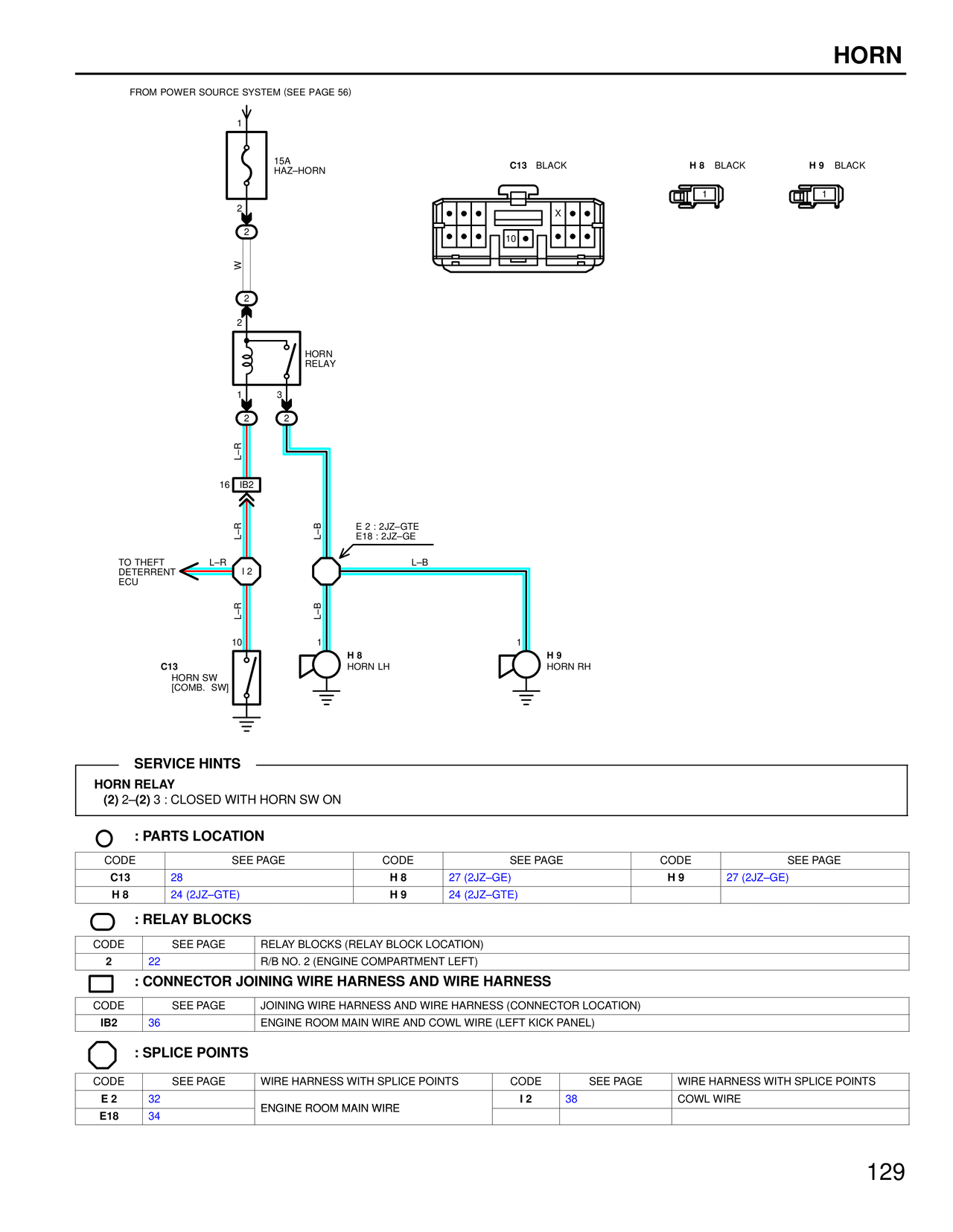 Horn — MK4 Supra Horn wiring diagram, page 1