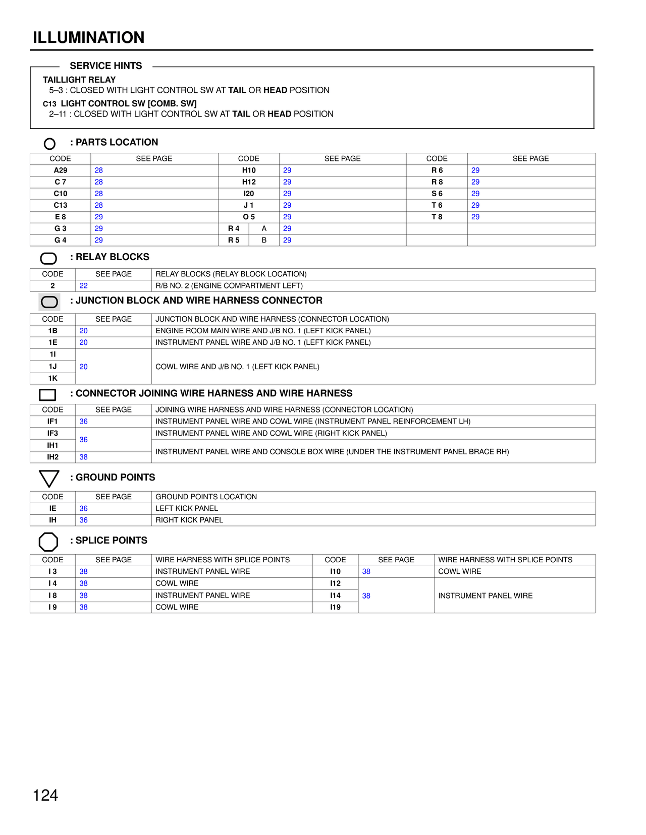 Service Hints and Parts Location — MK4 Supra Interior Light and Illumination wiring diagram, page 7