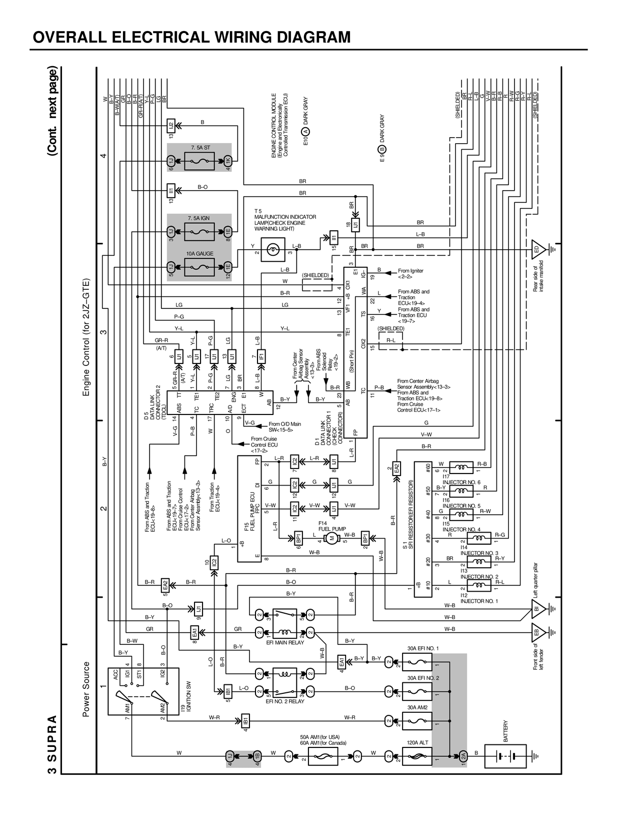 Overall Electrical Wiring Diagram — MK4 Supra Overall Electrical Wiring Diagram wiring diagram, page 7