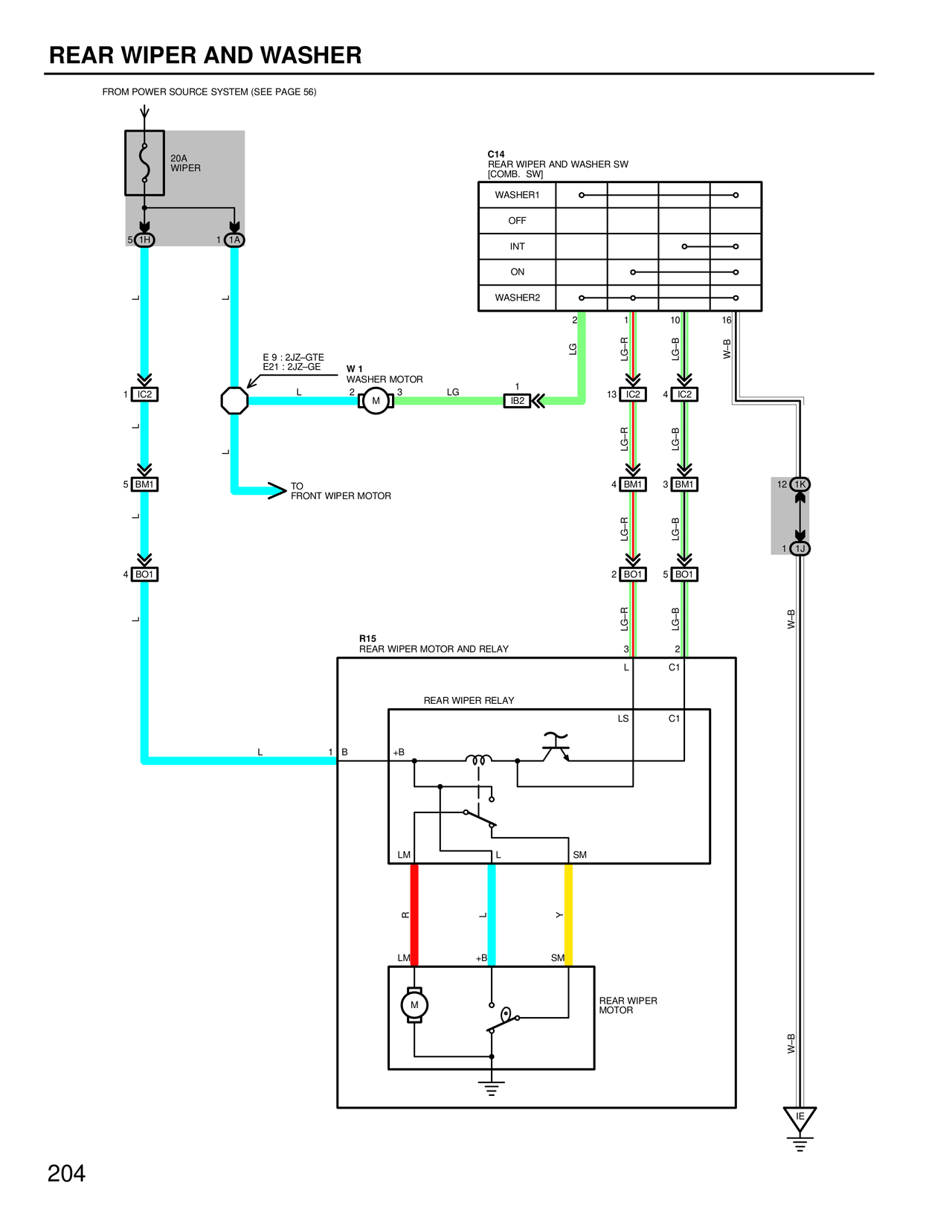 Rear Wiper and Washer — MK4 Supra Rear Wiper and Washer wiring diagram, page 2
