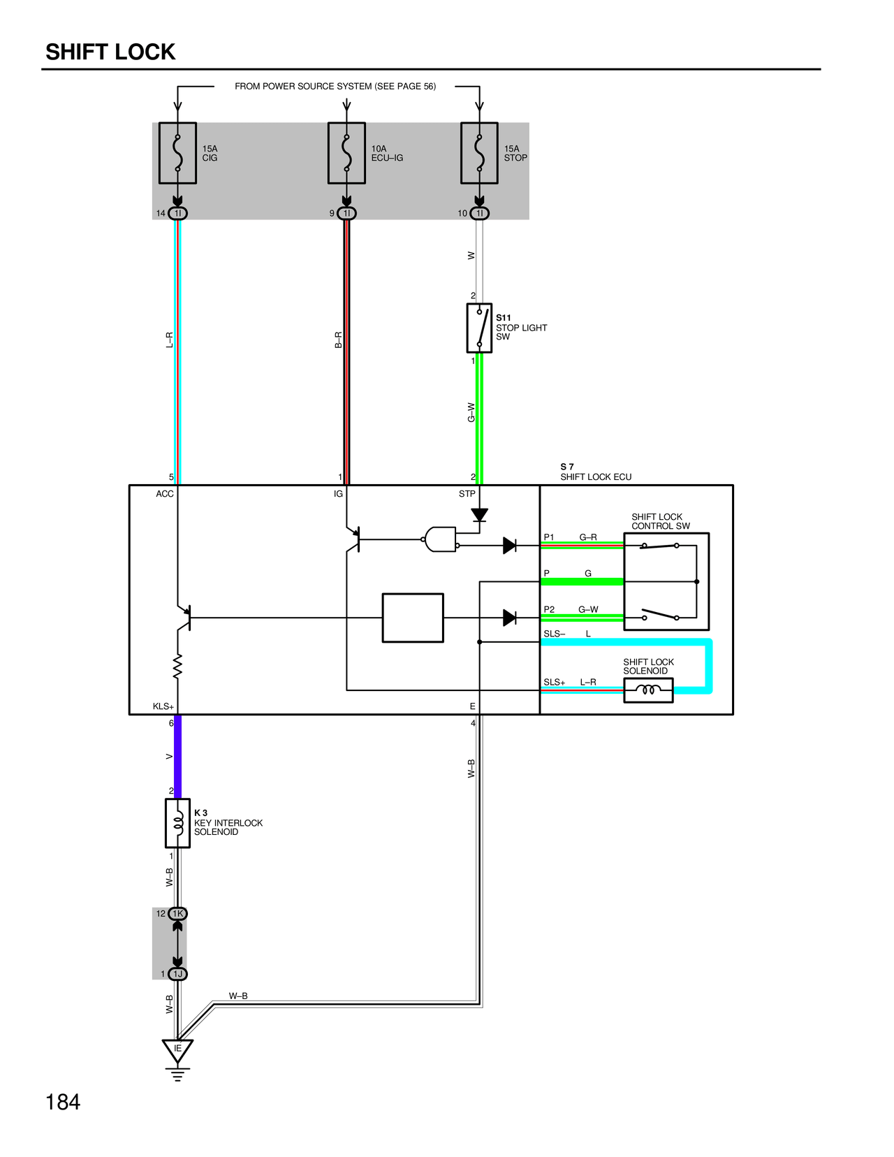 Shift Lock — MK4 Supra Shift Lock wiring diagram, page 1