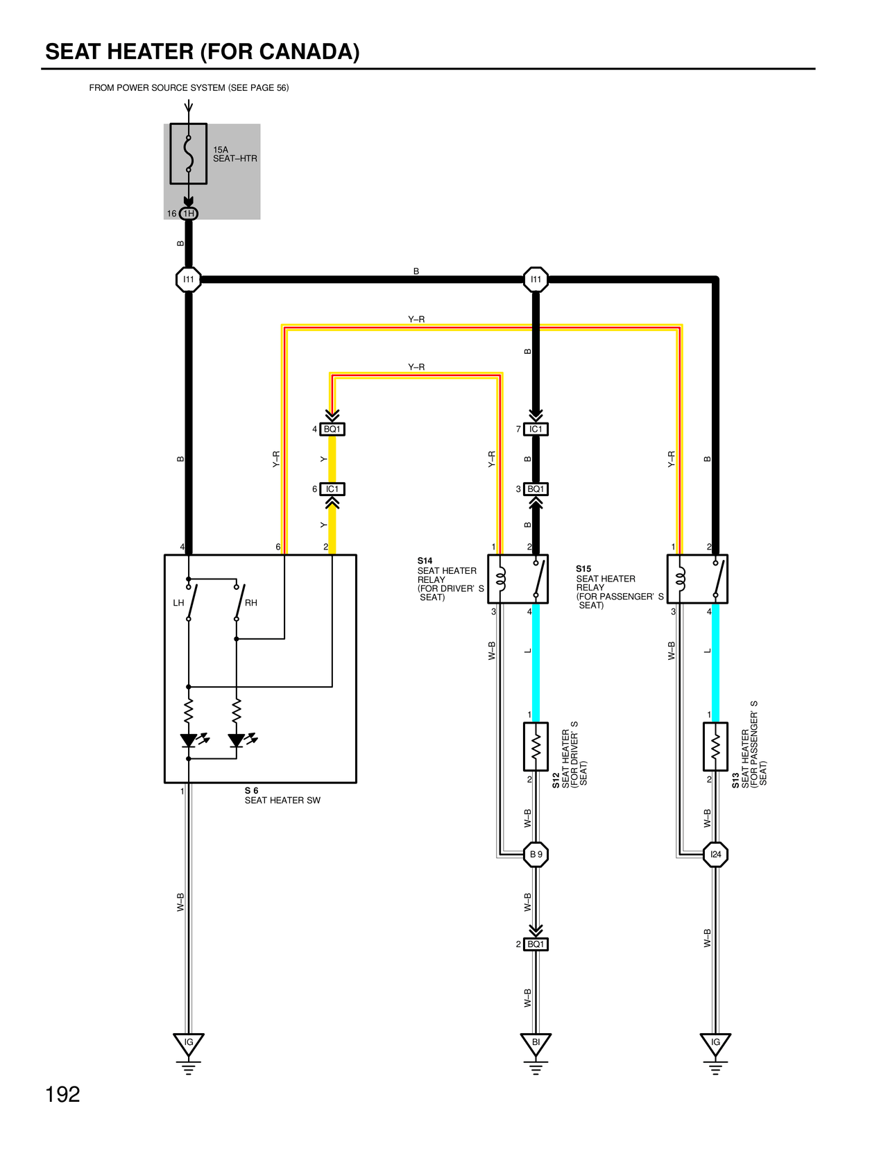 Seat Heater — MK4 Supra Seat Heater wiring diagram, page 1