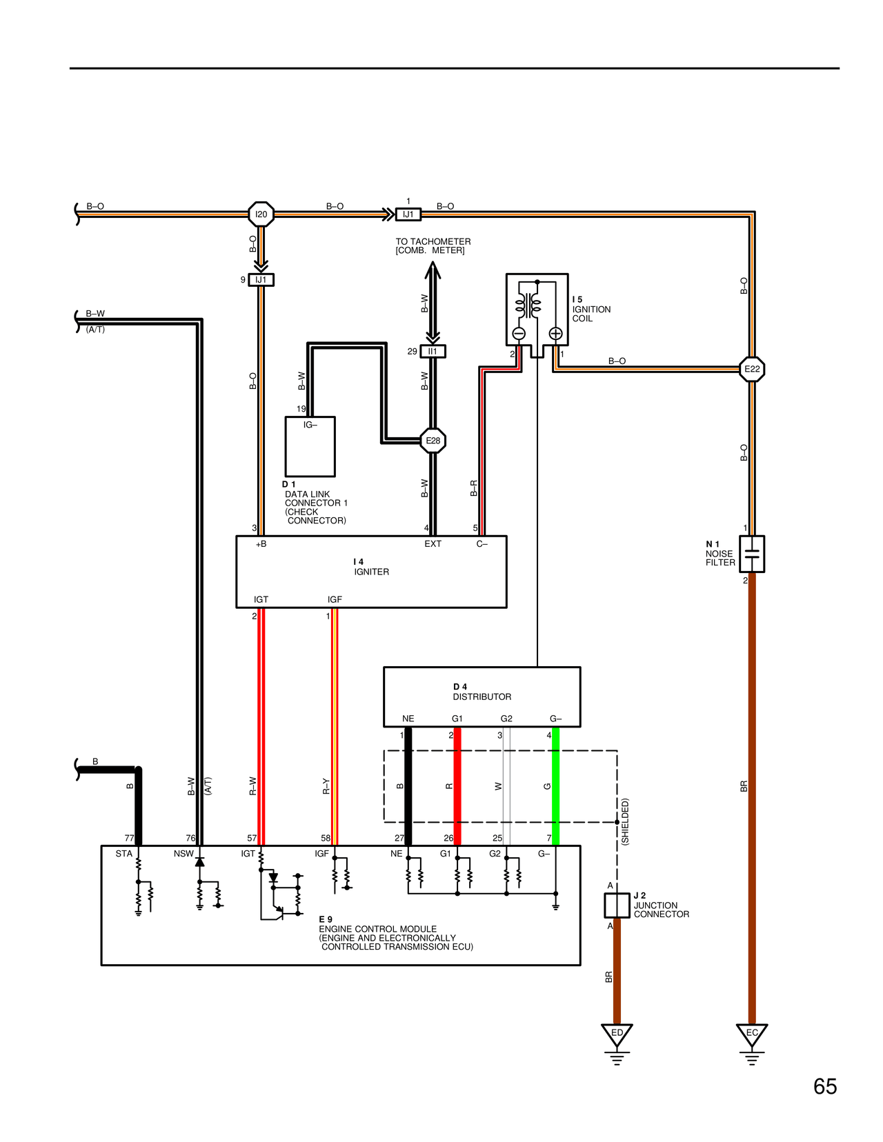 Ignition System Circuit — MK4 Supra Starting and Ignition wiring diagram, page 6