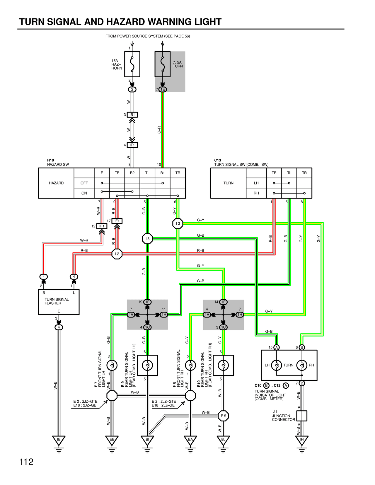 Turn Signal and Hazard Warning Light — MK4 Supra Turn Signal and Hazard Warning Light wiring diagram, page 2