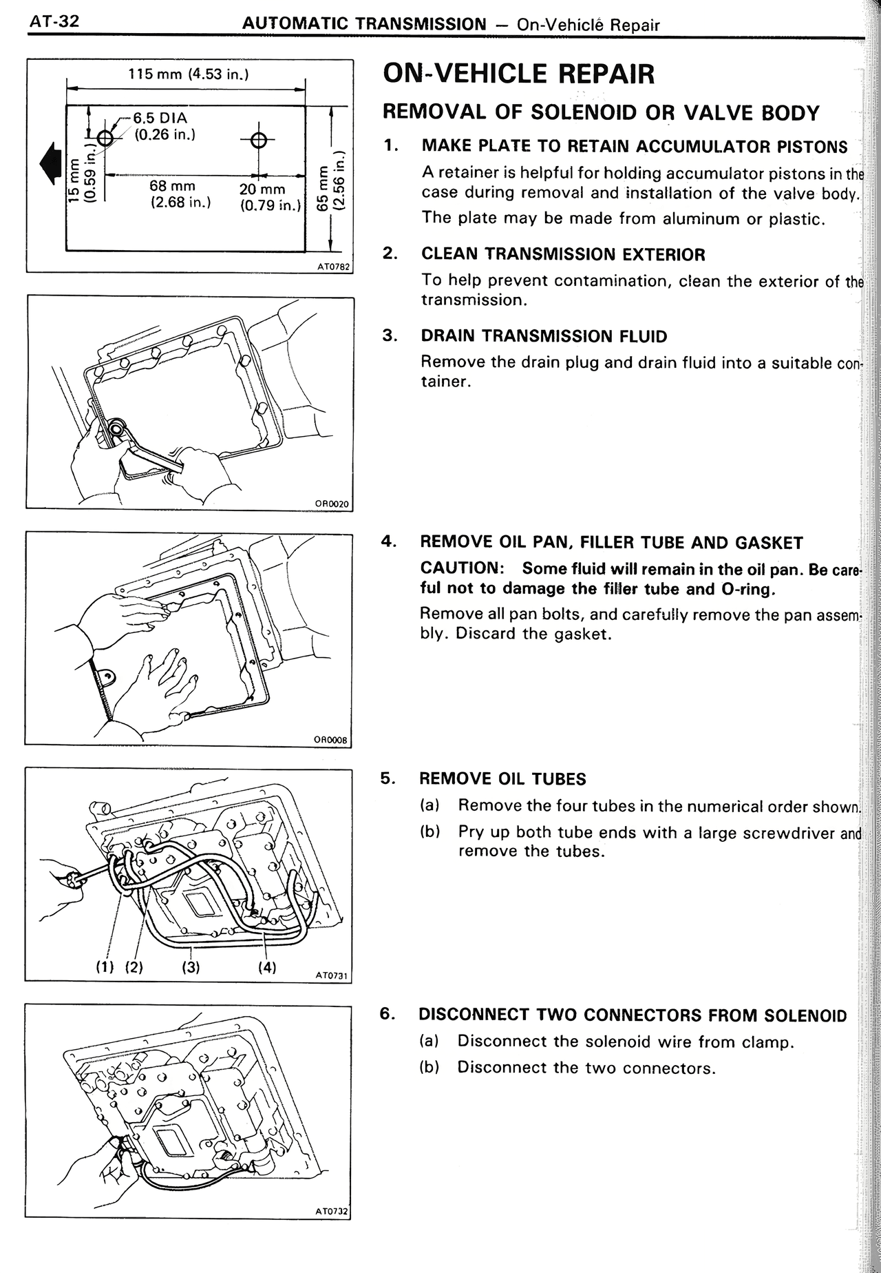 On-Vehicle Repair Removal of Solenoid or Valve Body — MK2 Supra Automatic Transmission, page 32