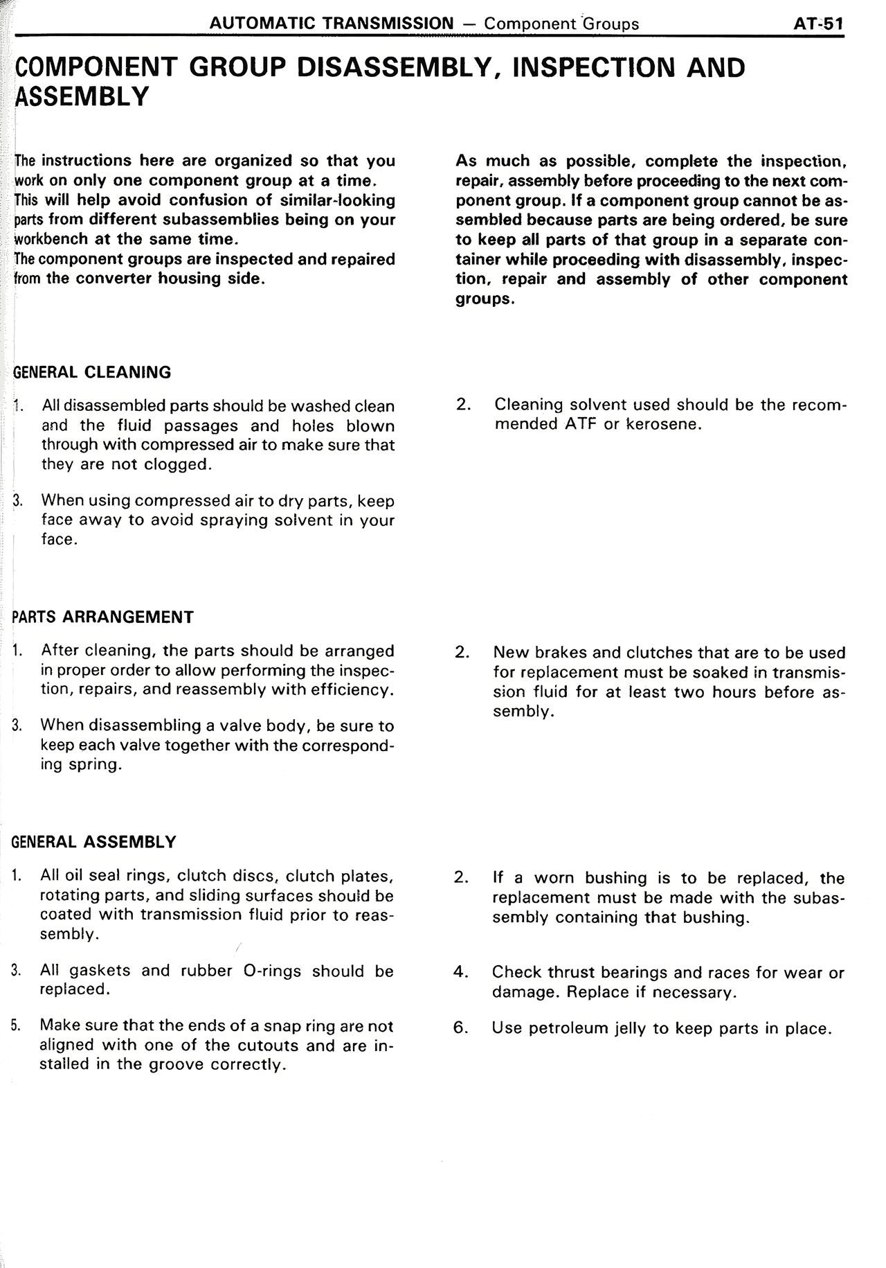 Component Group Disassembly, Inspection and Assembly — MK2 Supra Automatic Transmission, page 51