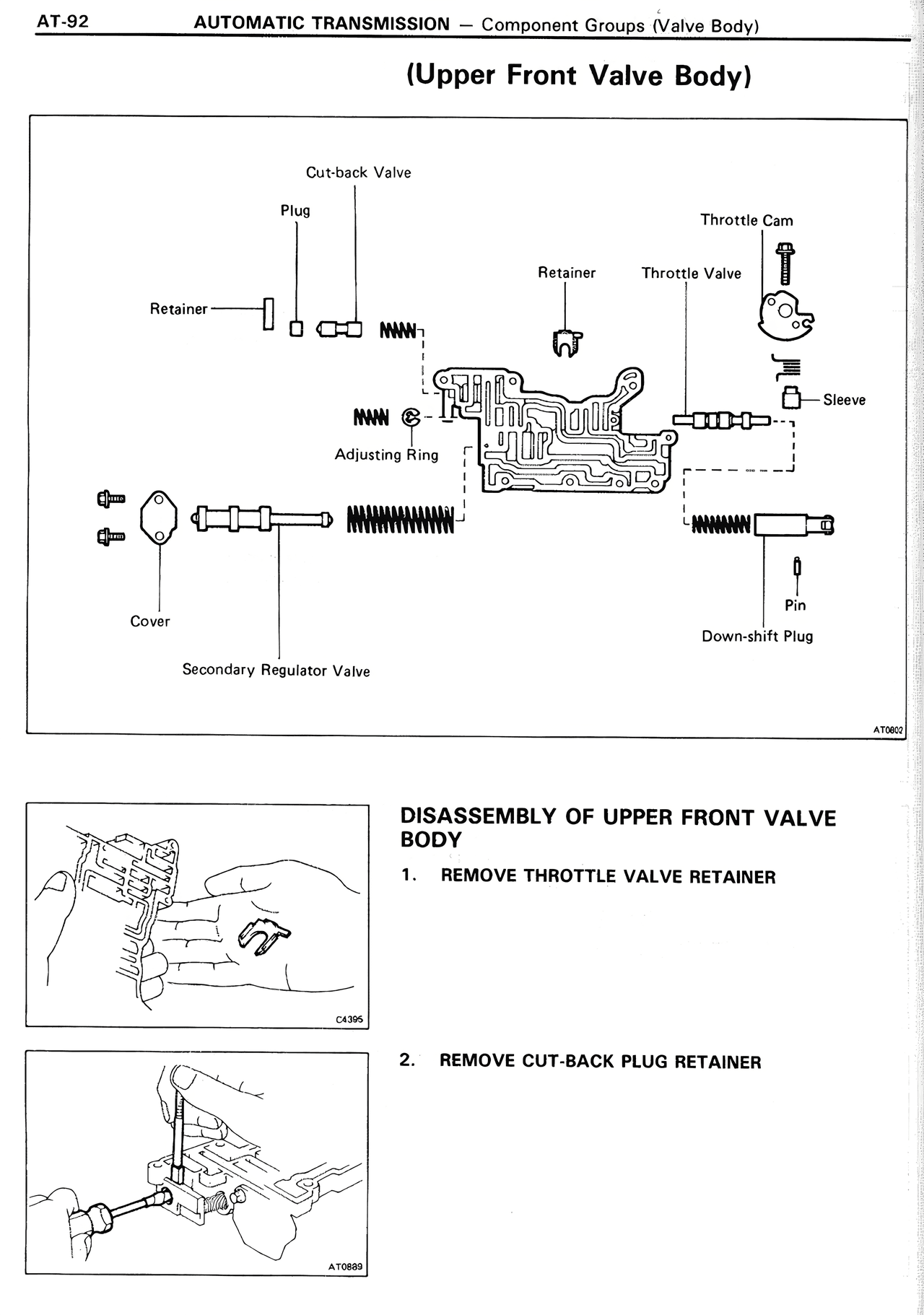 (Upper Front Valve Body) — MK2 Supra Automatic Transmission, page 92