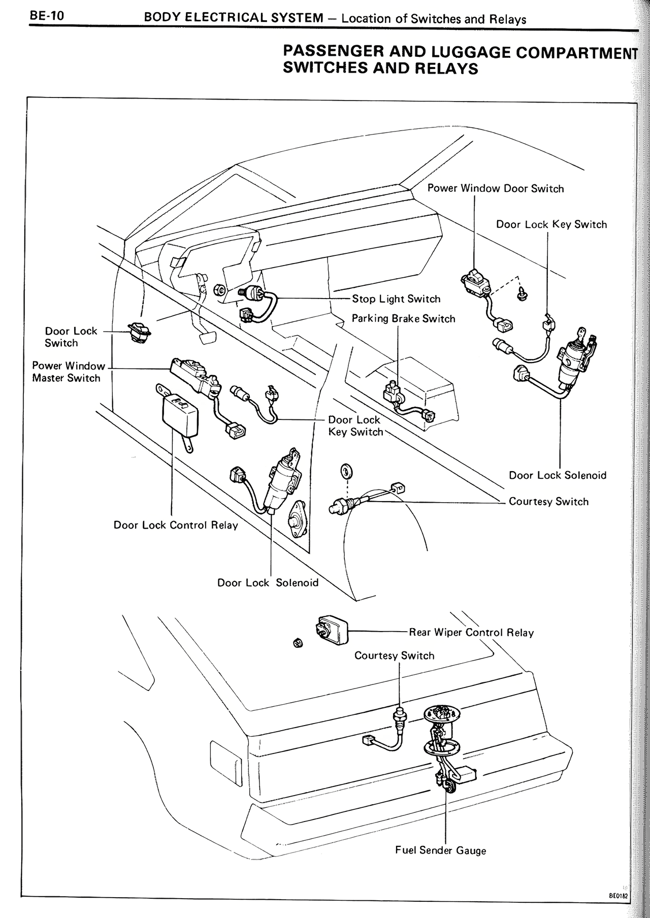 Passenger and Luggage Compartment Switches and Relays — MK2 Supra Body Electrical System, page 10