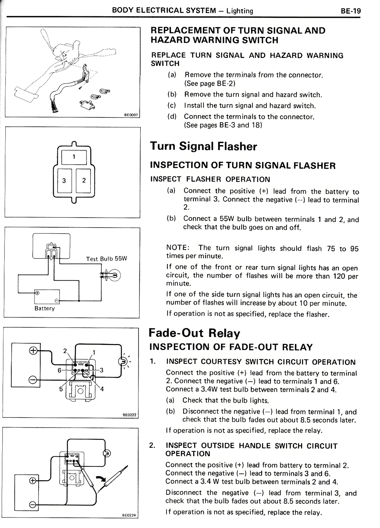 Replacement of Turn Signal and Hazard Warning Switch — MK2 Supra Body Electrical System, page 19
