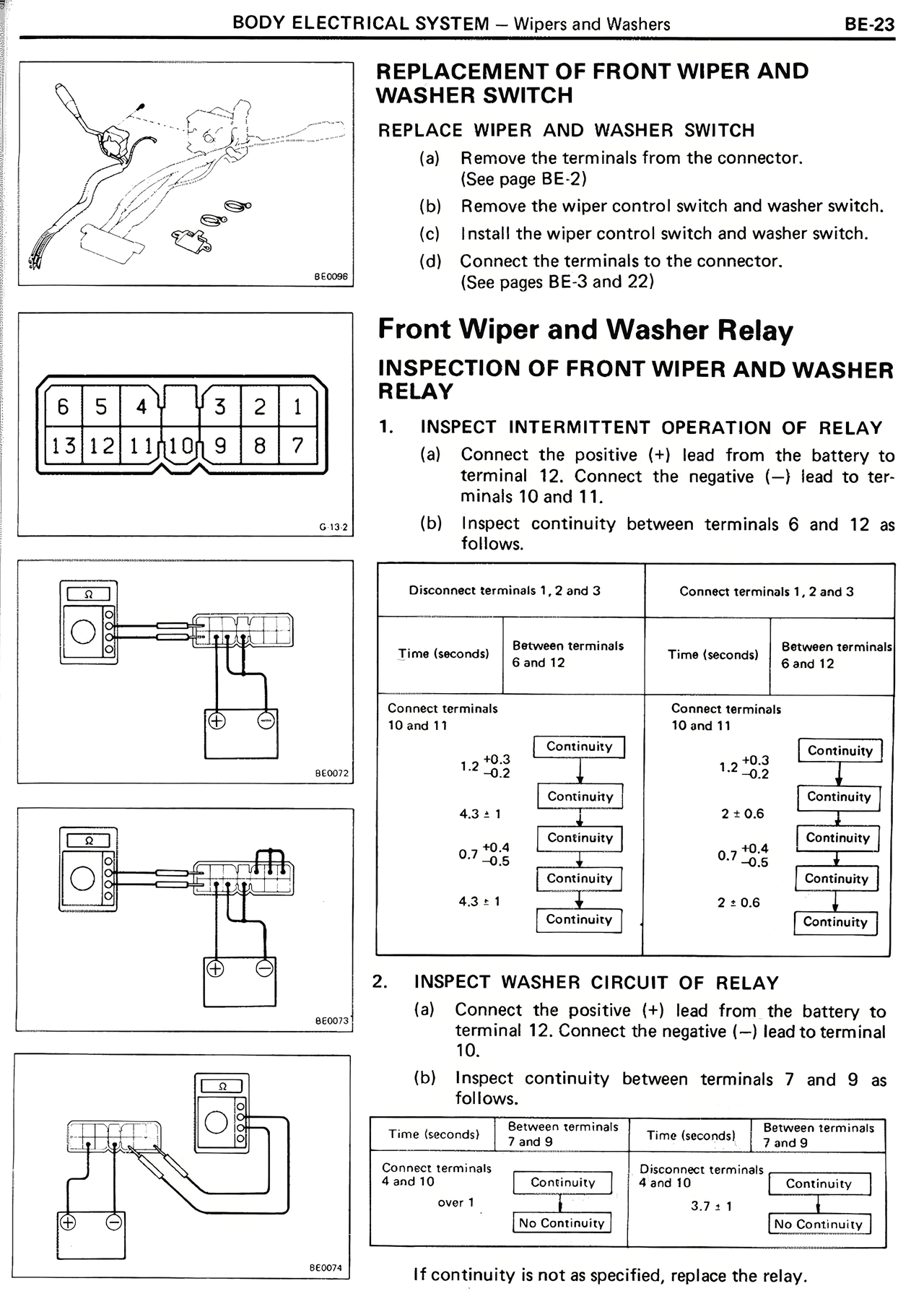 Replacement of Front Wiper and Washer Switch — MK2 Supra Body Electrical System, page 23