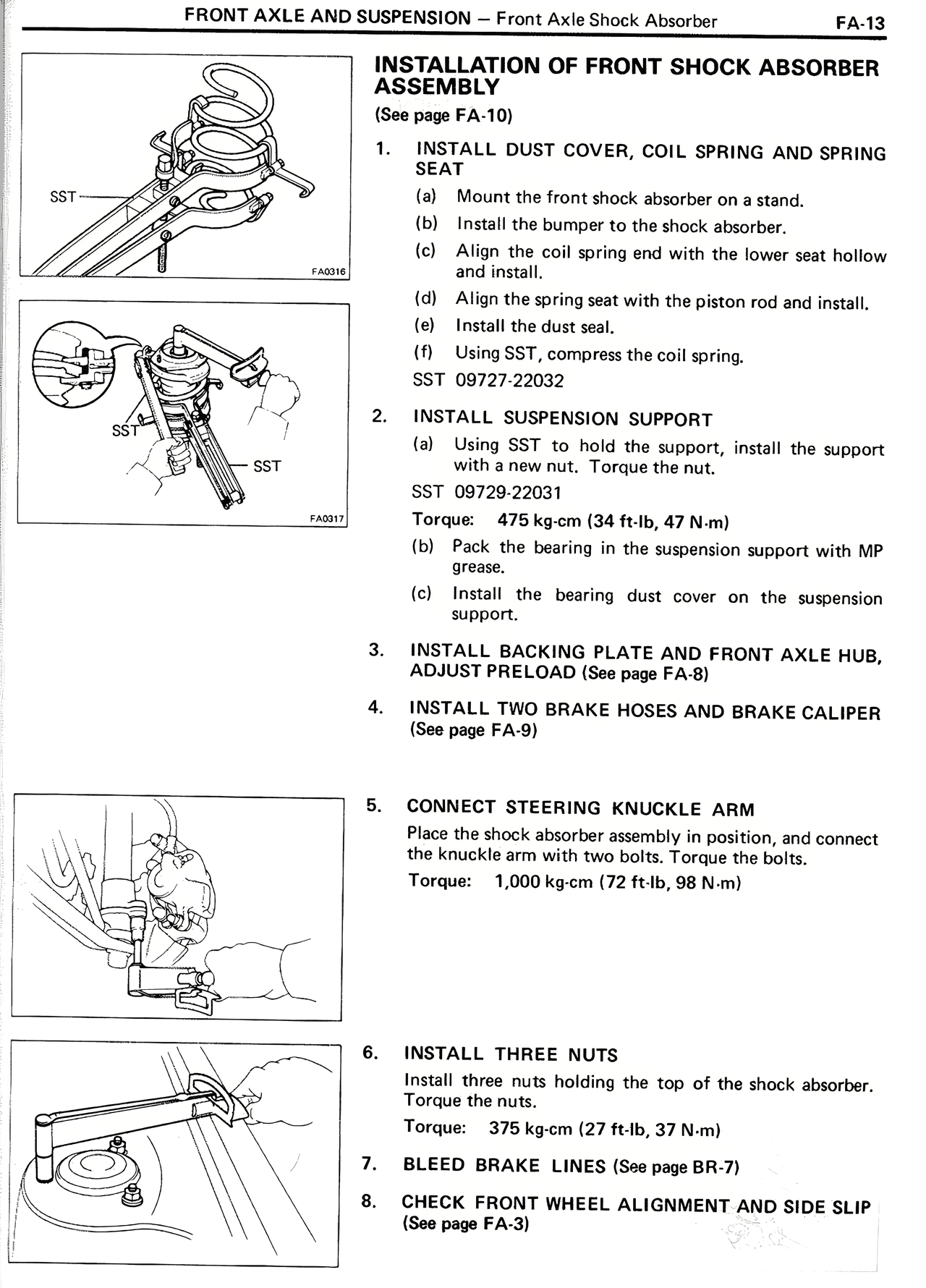 Installation of Front Shock Absorber Assembly — MK2 Supra Front Axle And Suspension, page 13