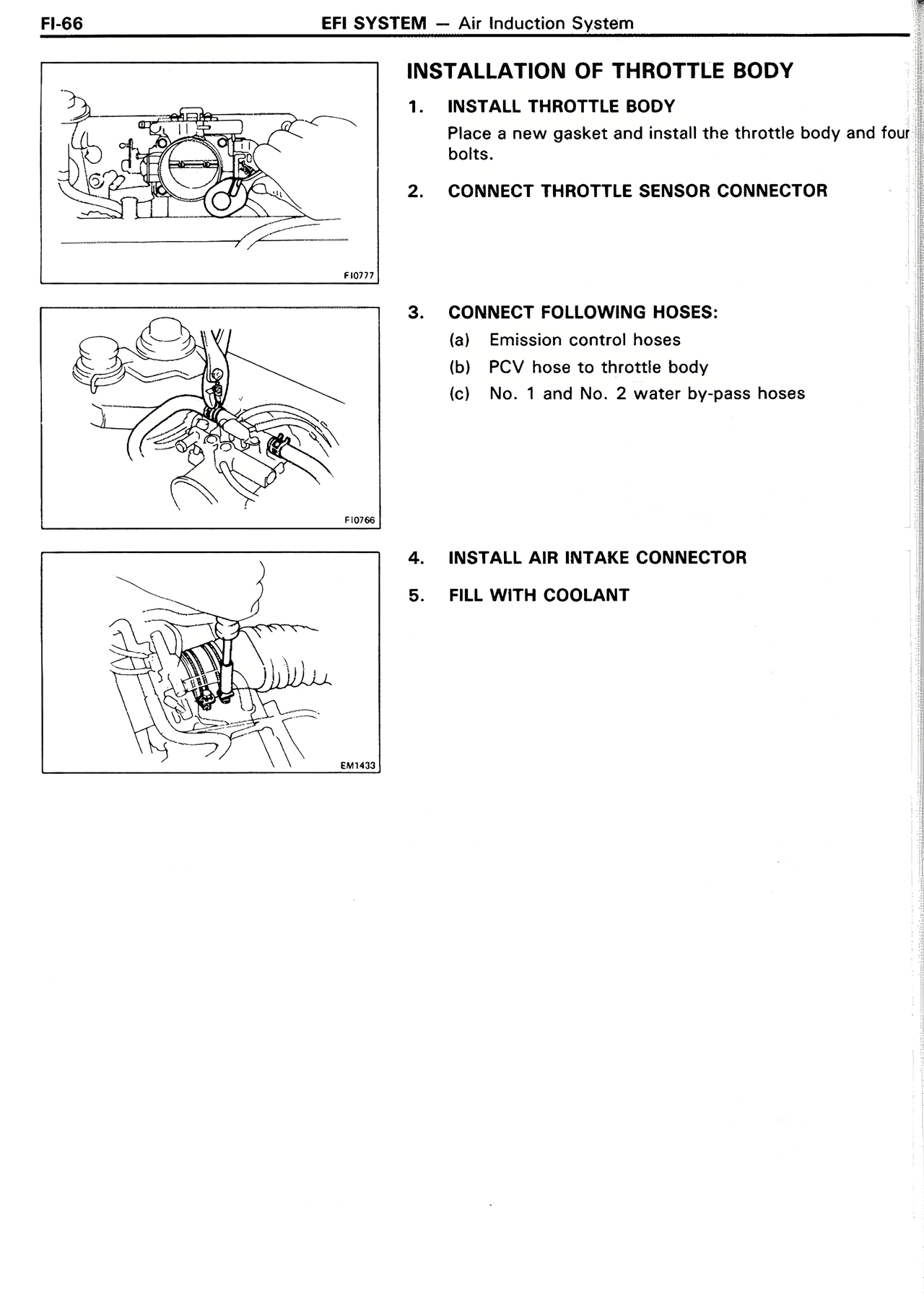 Installation of Throttle Body — MK2 Supra EFI System, page 66