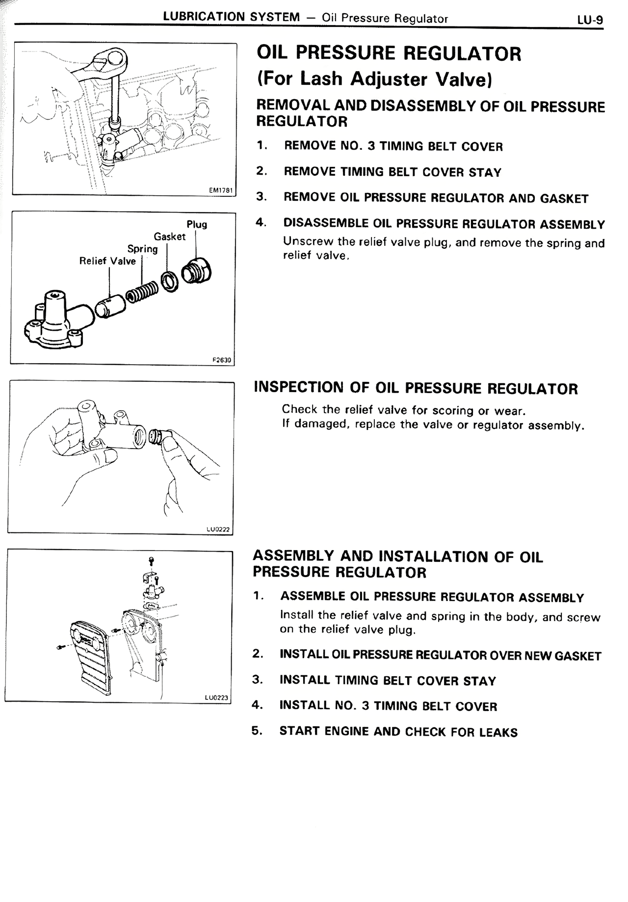Oil Pressure Regulator (For Lash Adjuster Valve) — MK2 Supra Lubrication System, page 9