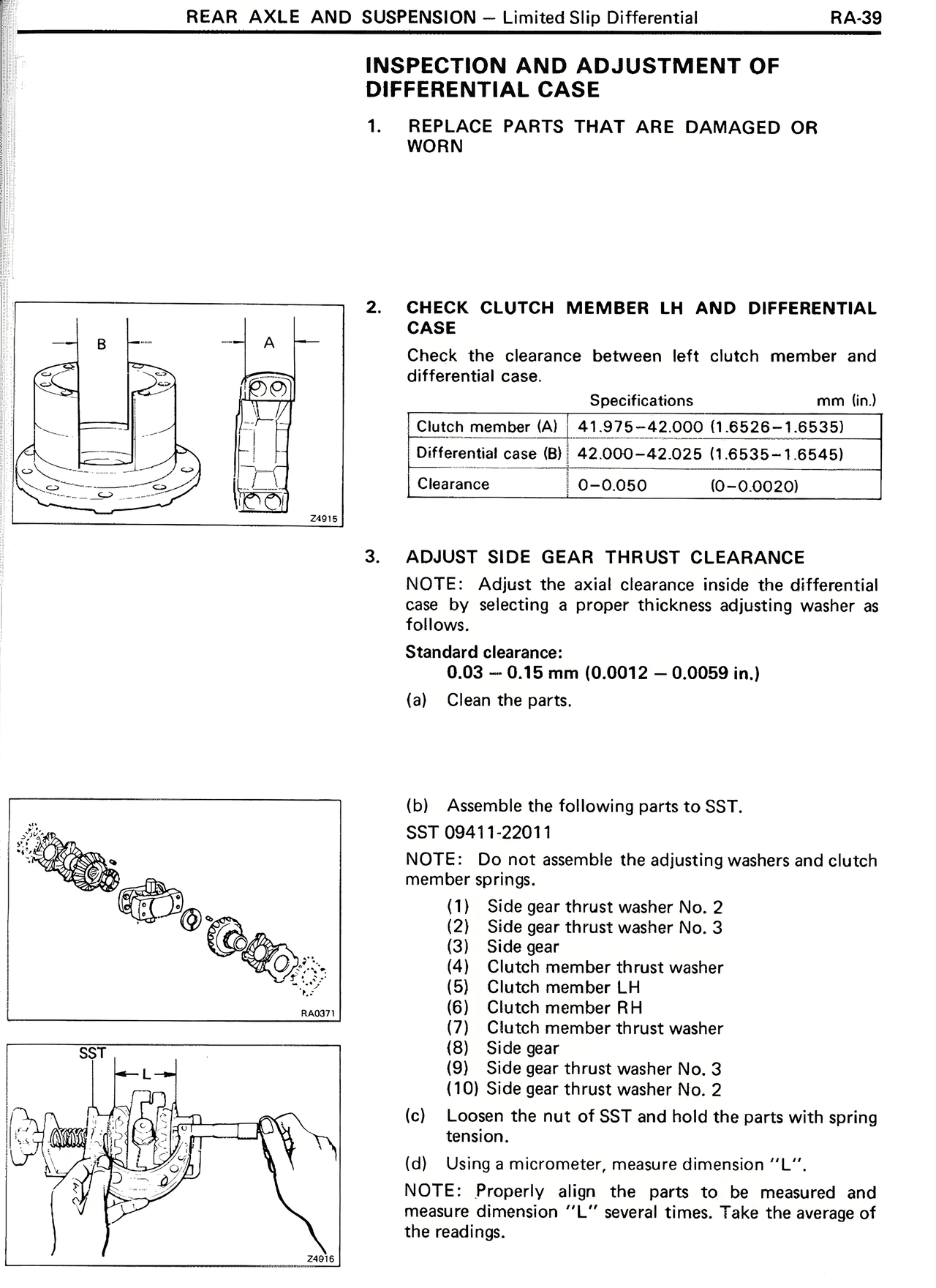 Inspection and Adjustment of Differential Case — MK2 Supra Rear Axle And Suspension, page 39